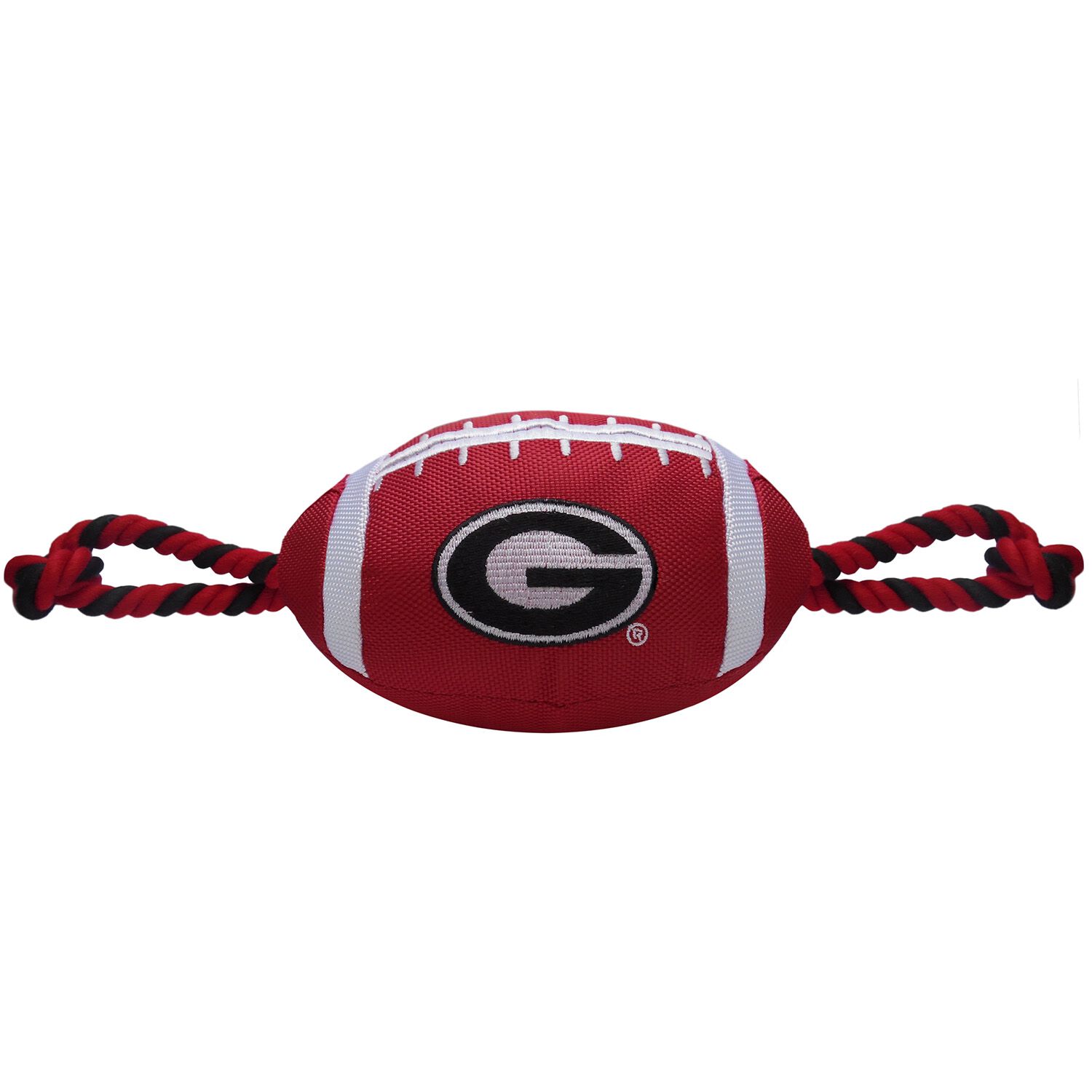 Pets First University Of Georgia Football Rope & Tug Squeaky Dog Toy, 17"