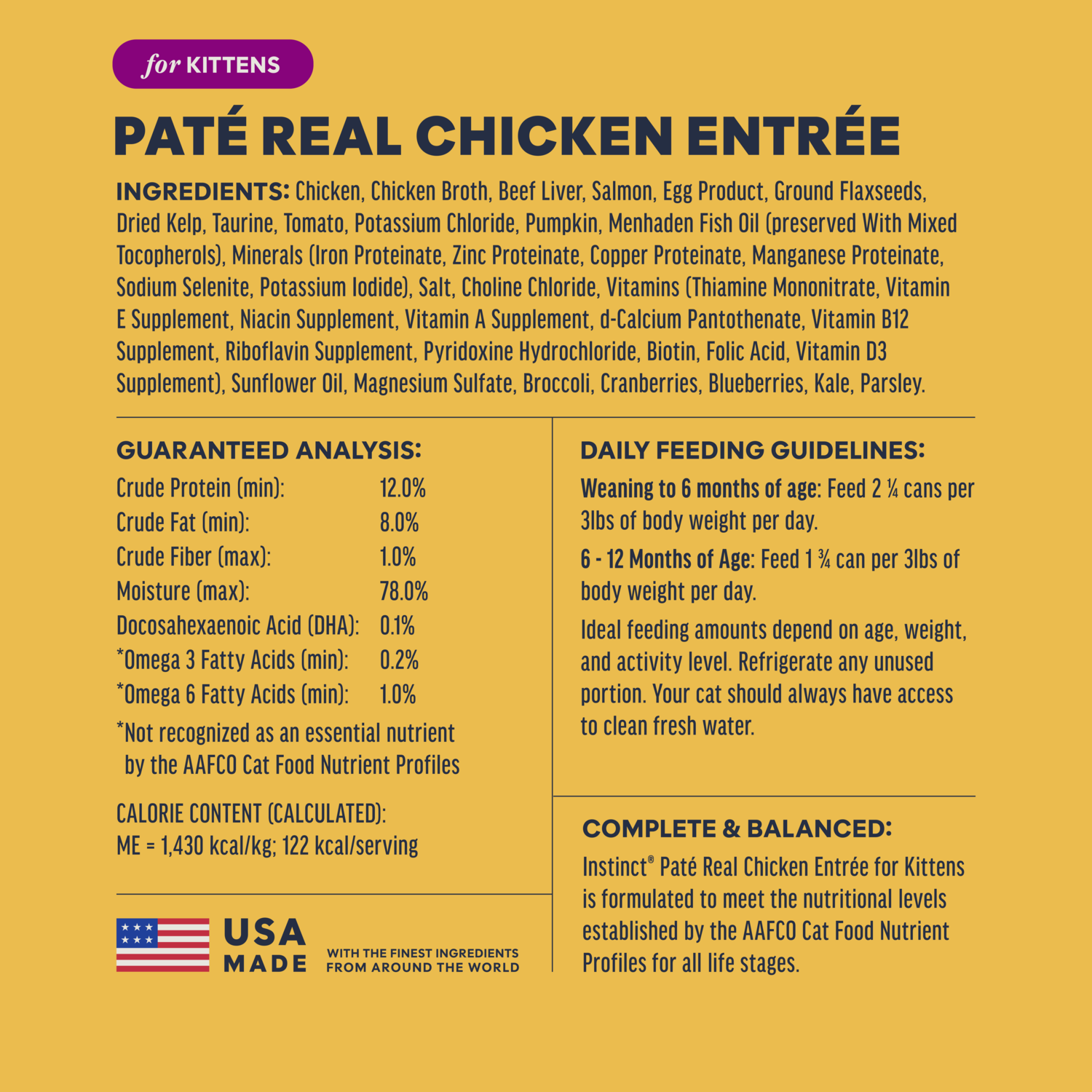 Instinct Original Grain-Free Real Chicken Recipe Pate Wet Cat Food, 3-Oz 24-Pack