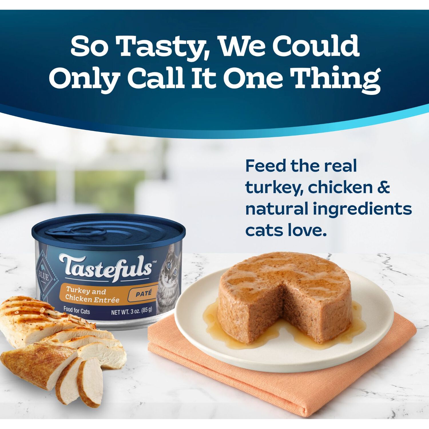 Blue Buffalo Tastefuls Wet Cat Food, Turkey & Chicken Entree Pate, 3-Oz Can