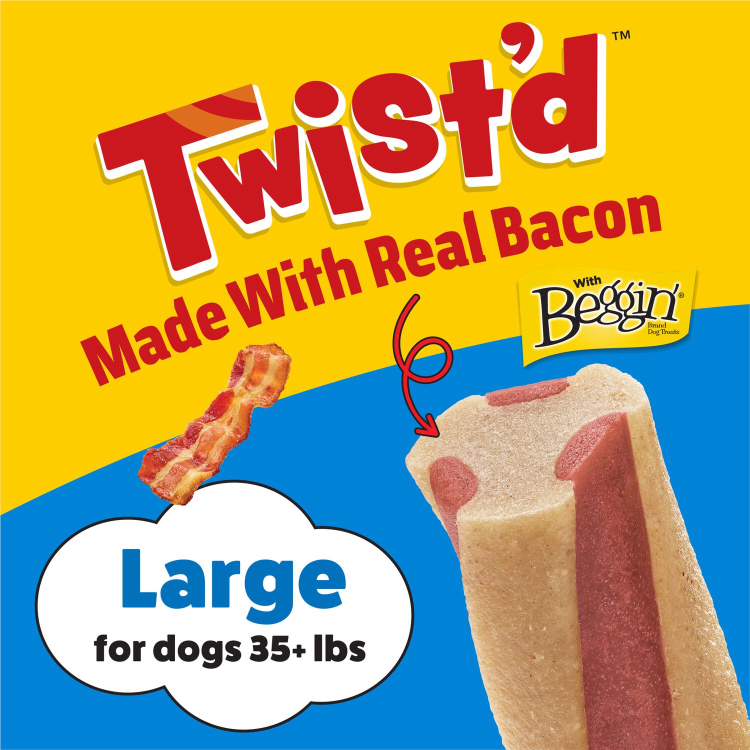 Purina Busy Bone Twist&rsquo;D With Beggin&rsquo; Large Bacon Flavor Chewy Dog Treats, 10 Count