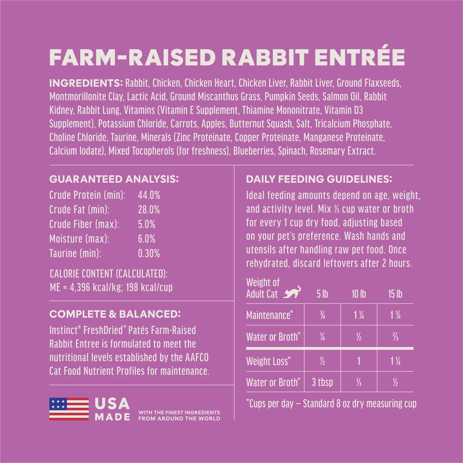 Instinct Freshdried Pates Grain-Free Freeze-Dried Raw Adult Cat Food, Farm-Raised Rabbit Entr&eacute;e, 13-Oz Bag