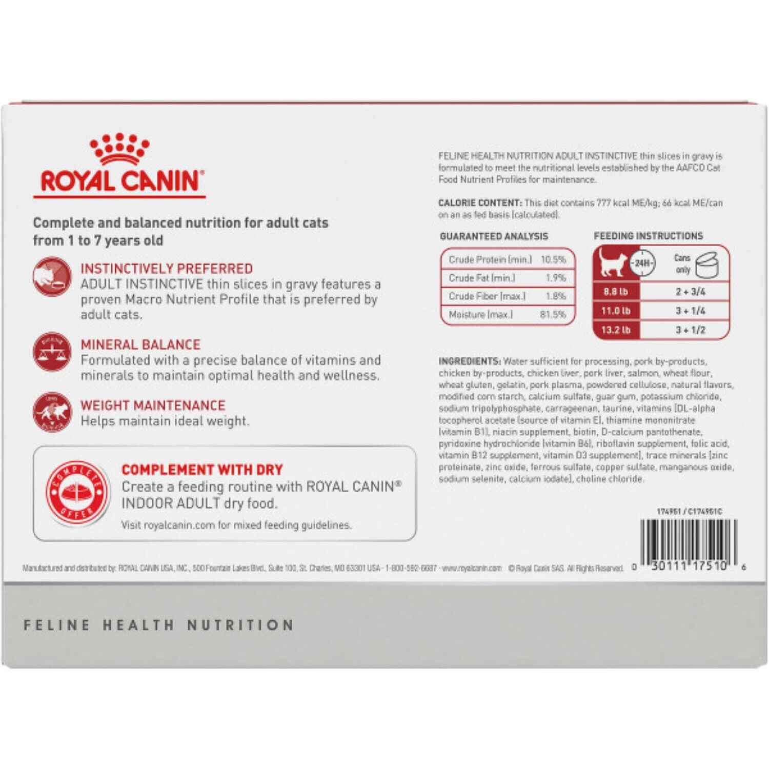 Royal Canin Feline Health Nutrition&trade; Adult Instinctive Thin Slices In Gravy Wet Cat Food, 3-Oz Pack Of 12