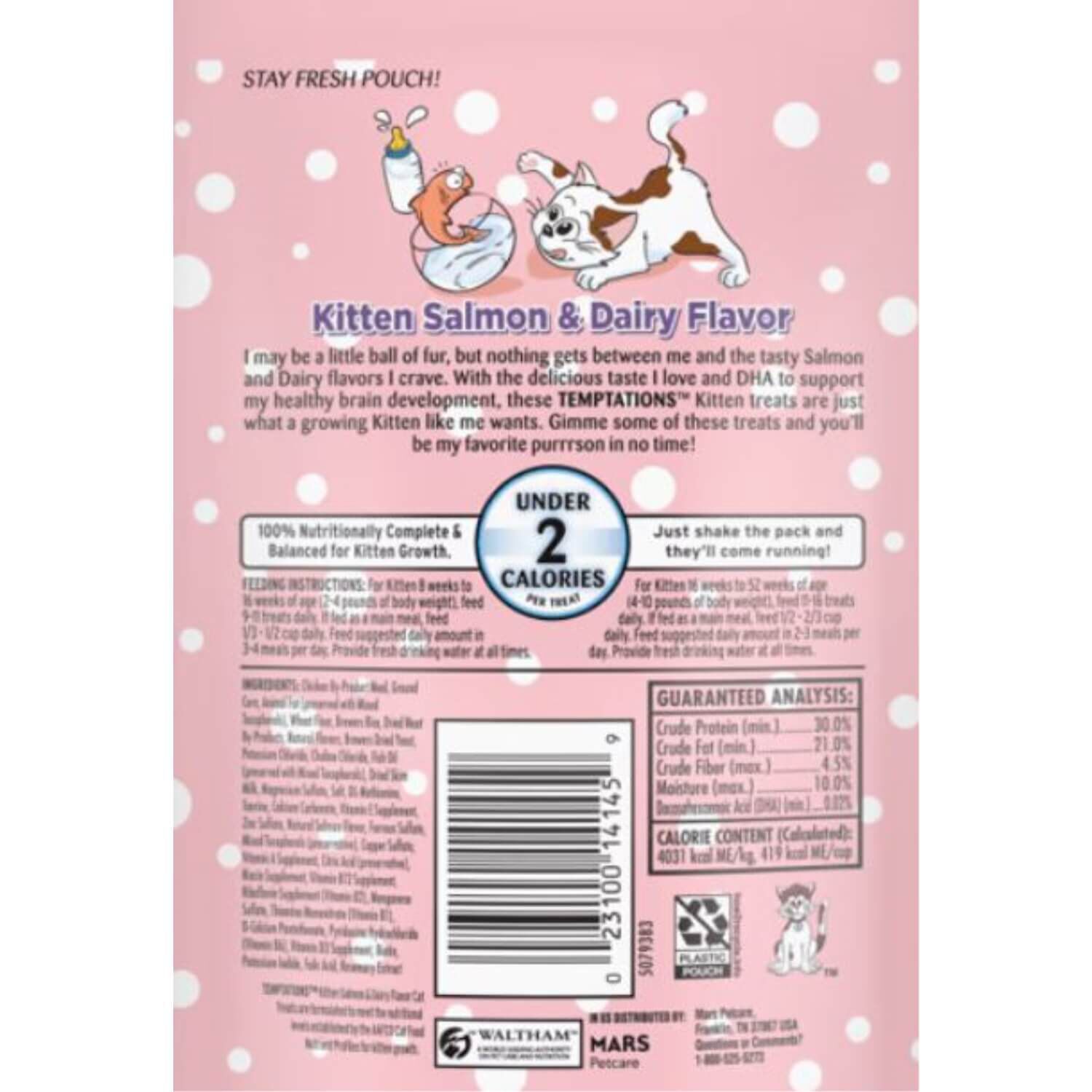 Temptations Crunchy & Soft Kitten Treats, Salmon And Dairy Flavor