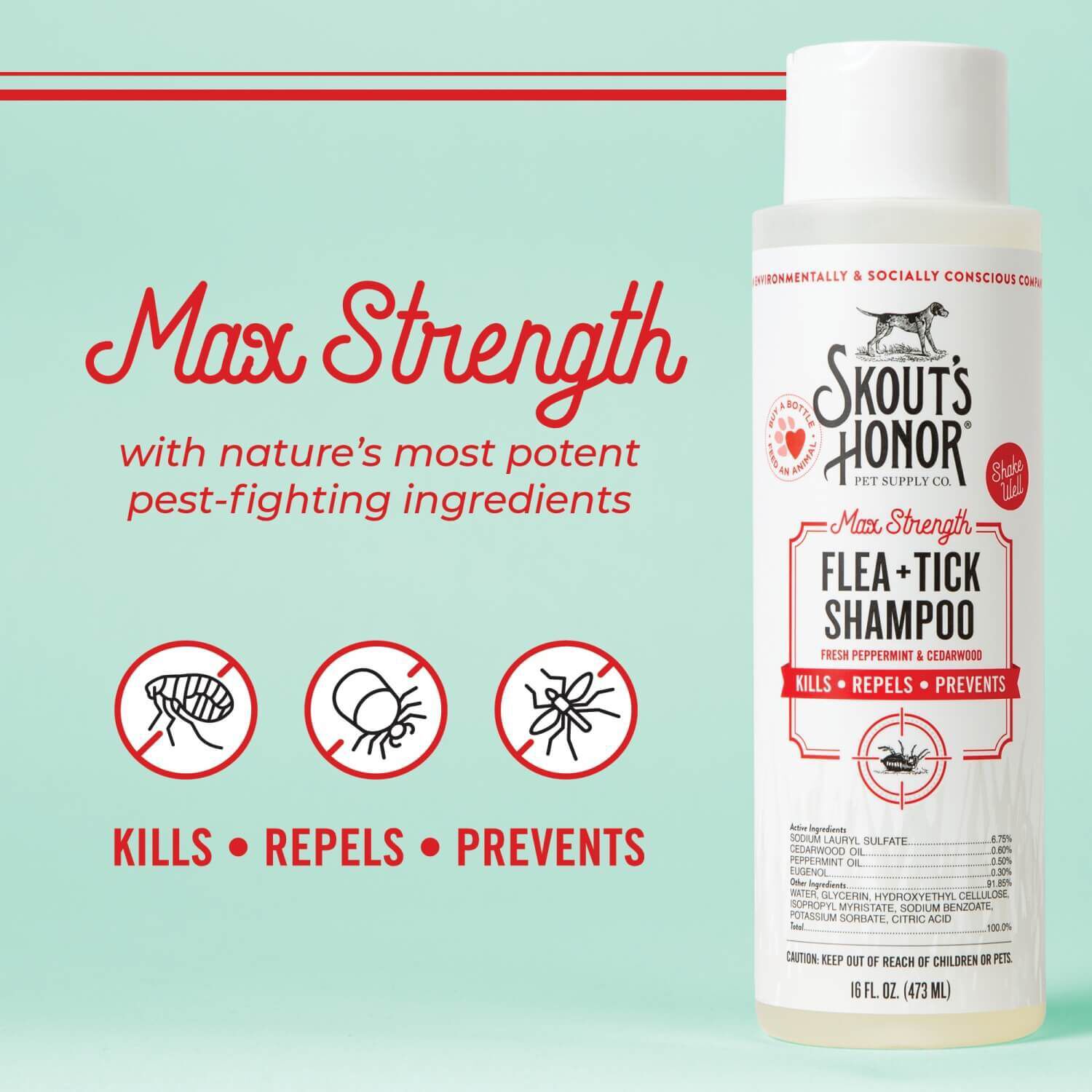 Skout's Honor Max Strength Flea And Tick Dog Shampoo