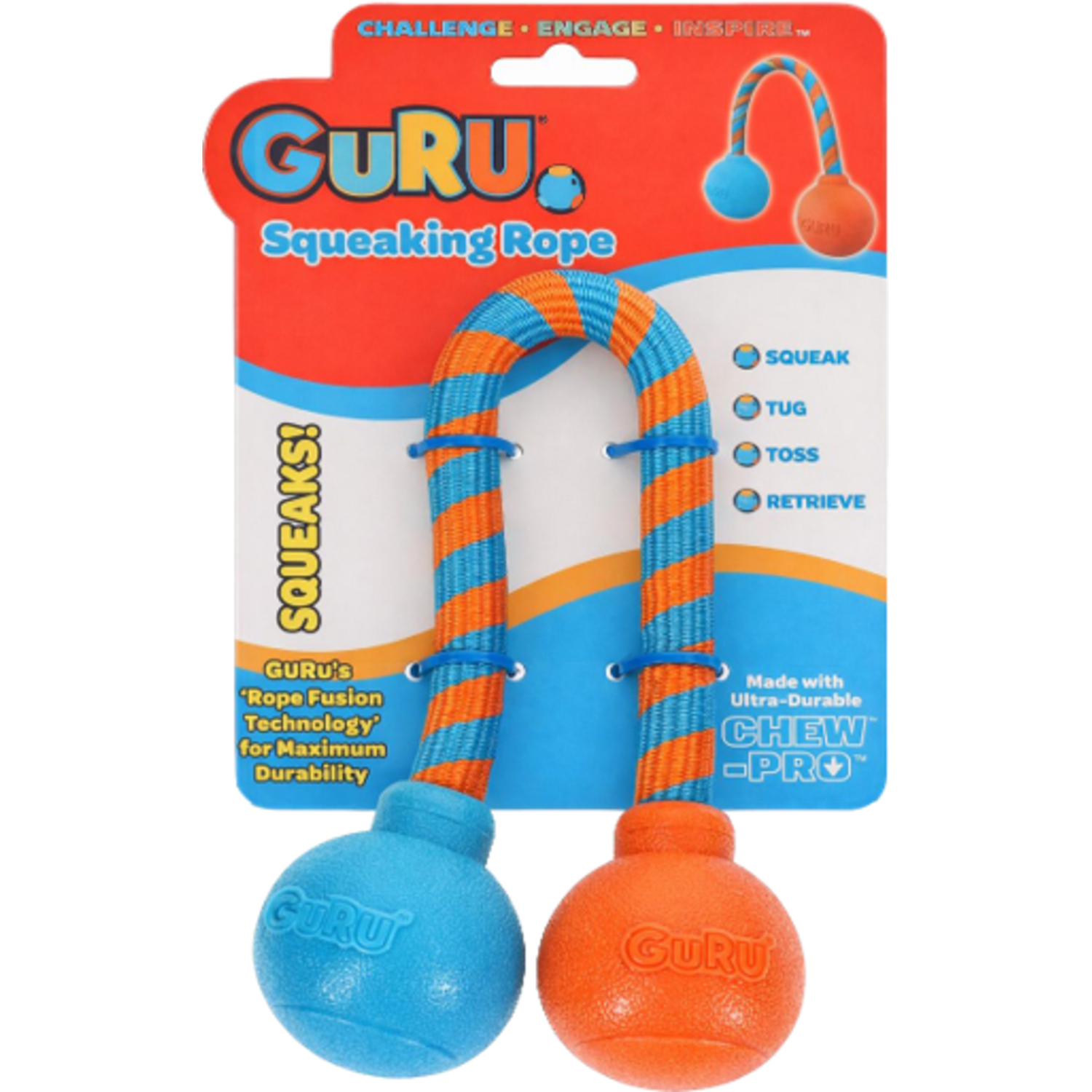 Guru Squeaking Rope Interactive Dog Toy, Medium