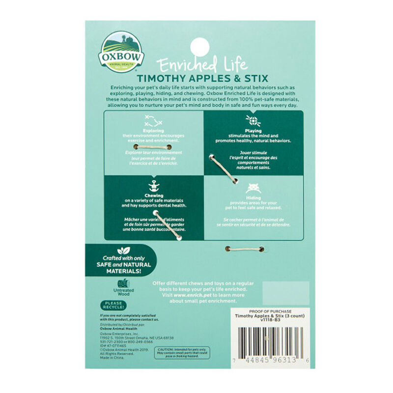 Enriched Life Timothy Apples & Stix Toy For Small Animals