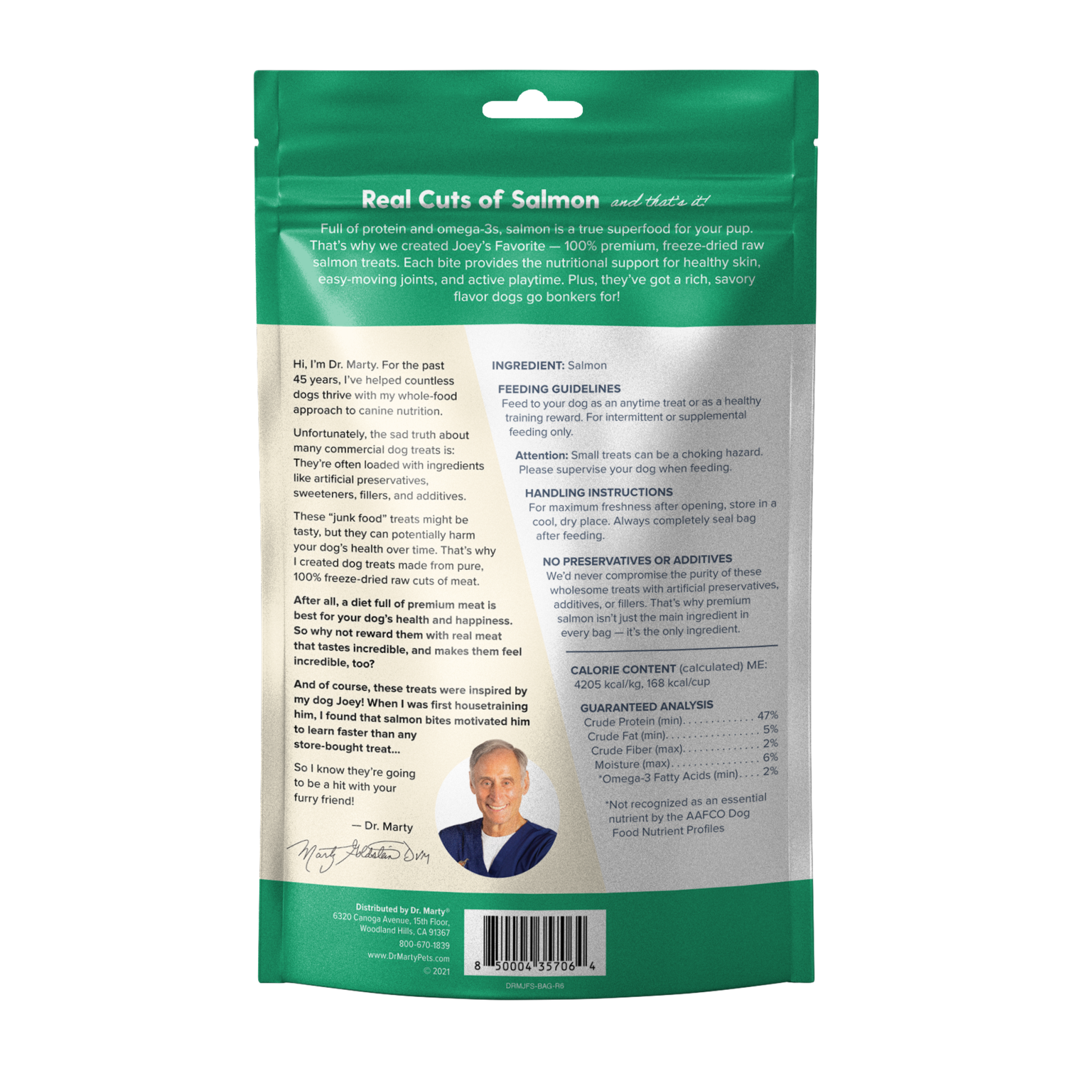 Dr. Marty Joey's Favorite Freeze-Dried Raw Salmon Dog Treats, 4-Oz Bag