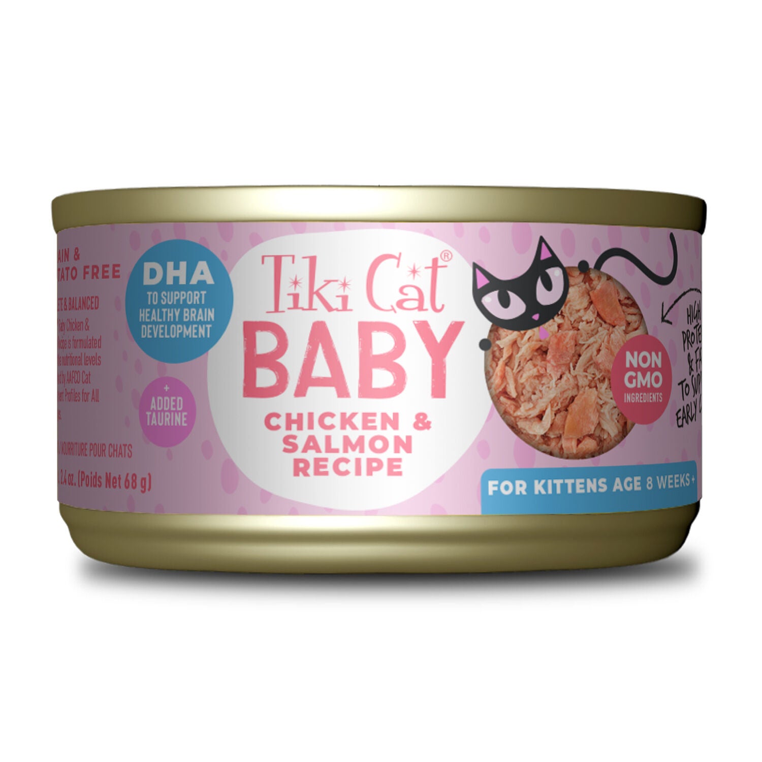 Tiki Cat Baby Wet Cat Food For Kittens, Chicken & Salmon, 2.4-Oz Can Pack Of 12