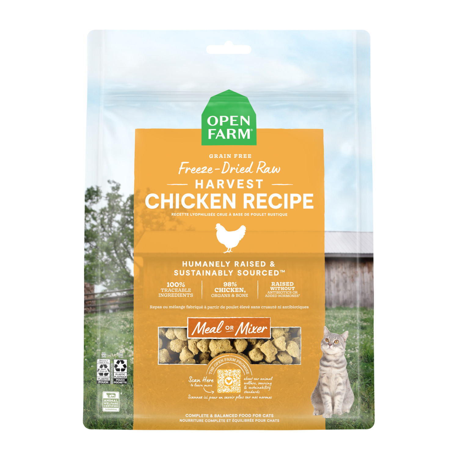 Open Farm Freeze Dried Raw Grain-Free Harvest Chicken Cat Food & Food Topper, 3.5Oz