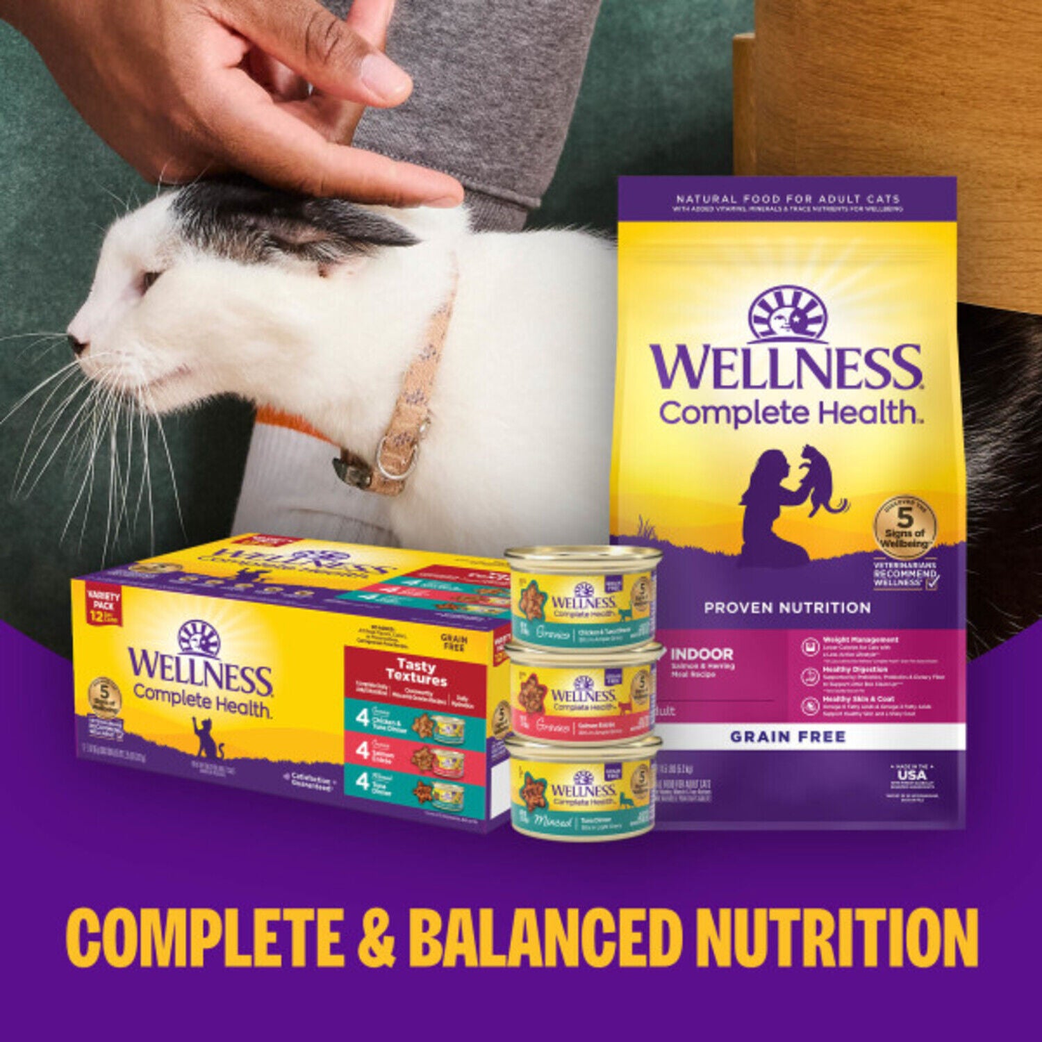 Wellness Healthy Indulgence Morsels Adult Wet Cat Food, Natural, Protein-Rich, Grain-Free Morsels Variety Pack, 3-Oz Pouch 8-Pack