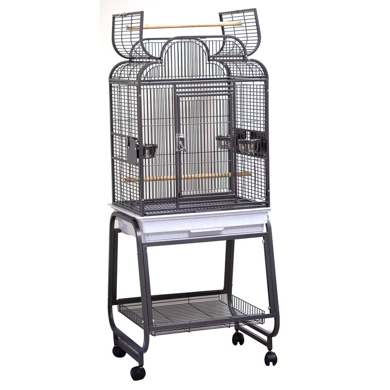 Scroll Dome Cage With Stand - Black For Birds image number 1