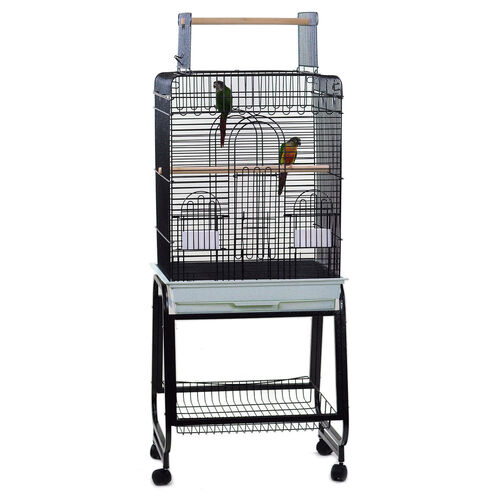 Open Flat Top Cage Black For Birds