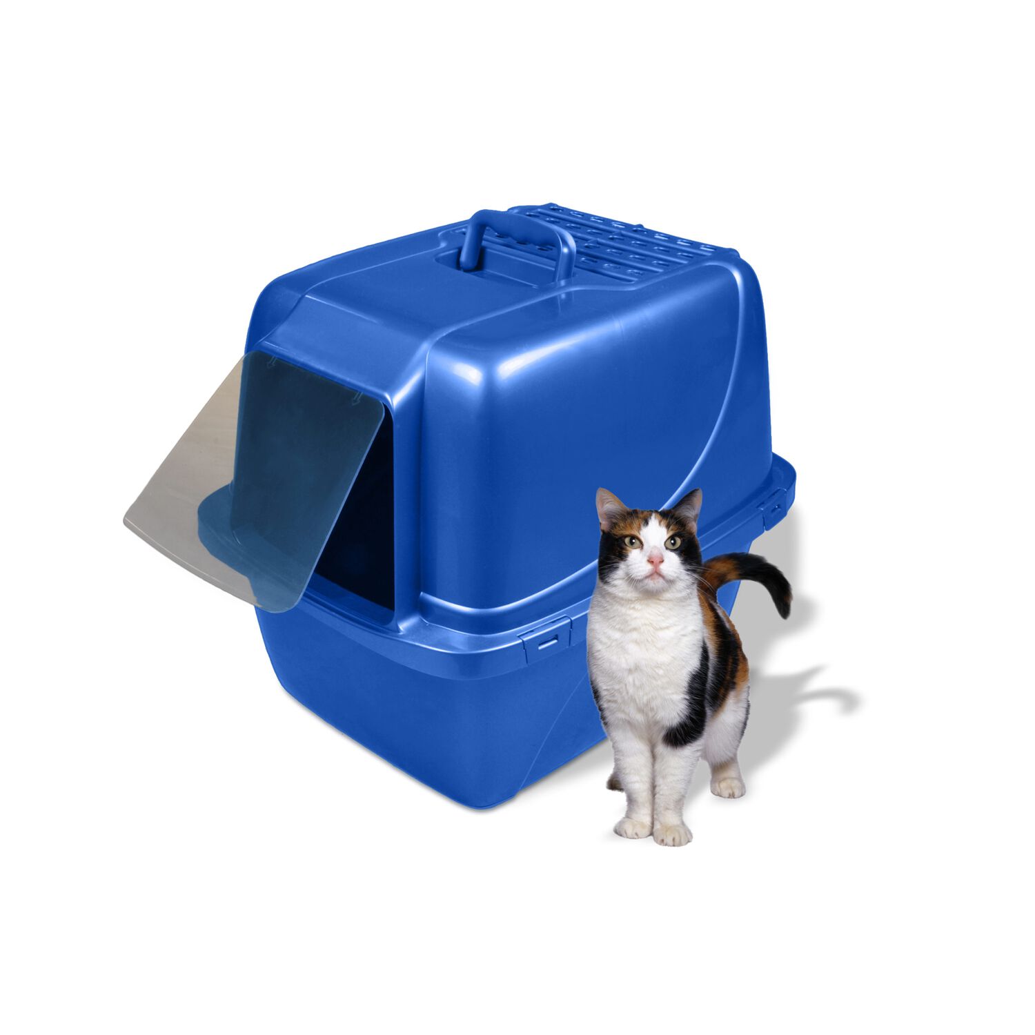 Van Ness Extra-Giant Enclosed Cat Pan, Winter Sky Blue