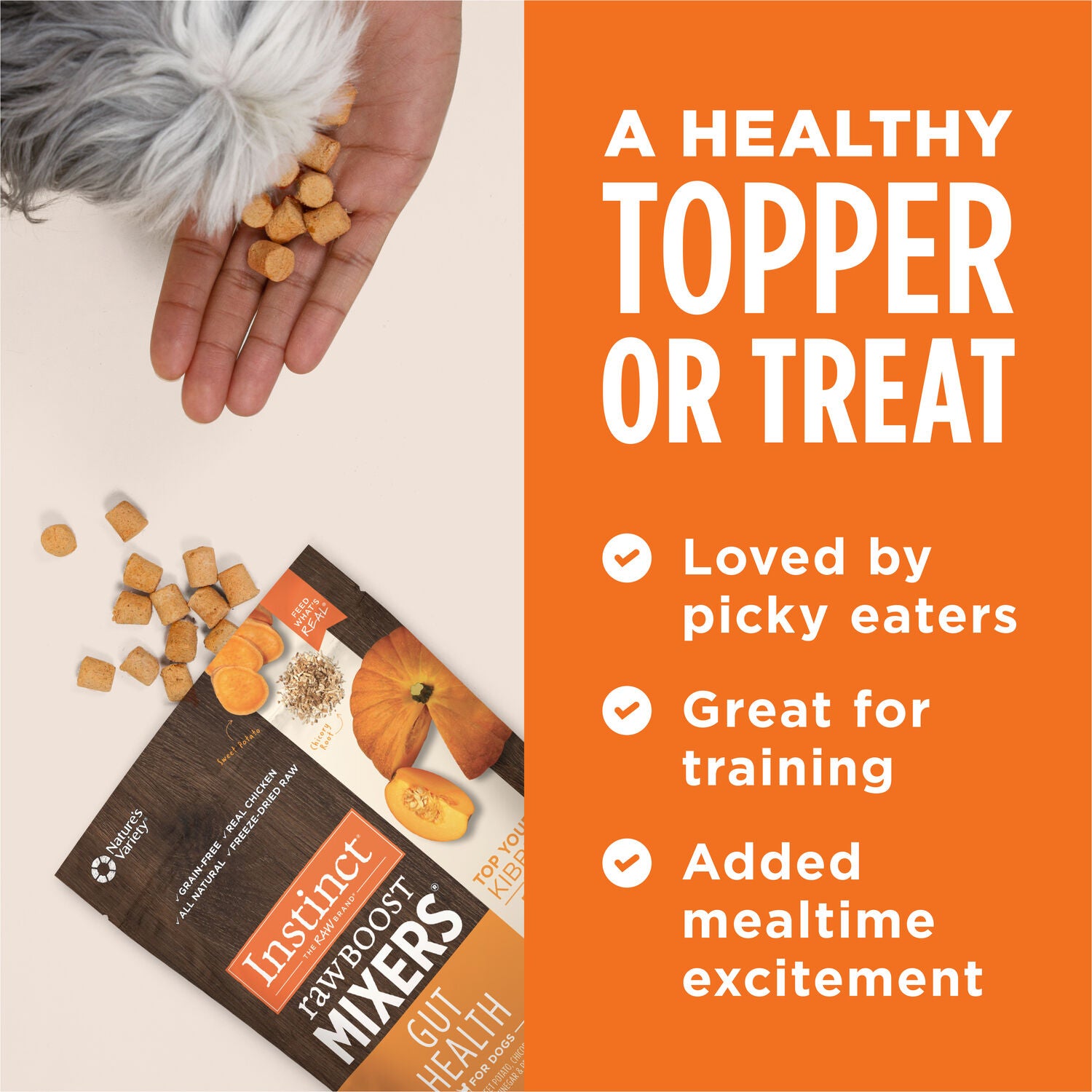 Instinct Raw Boost Mixers Gut Health Freeze-Dried Dog Food Topper, 12.5Oz