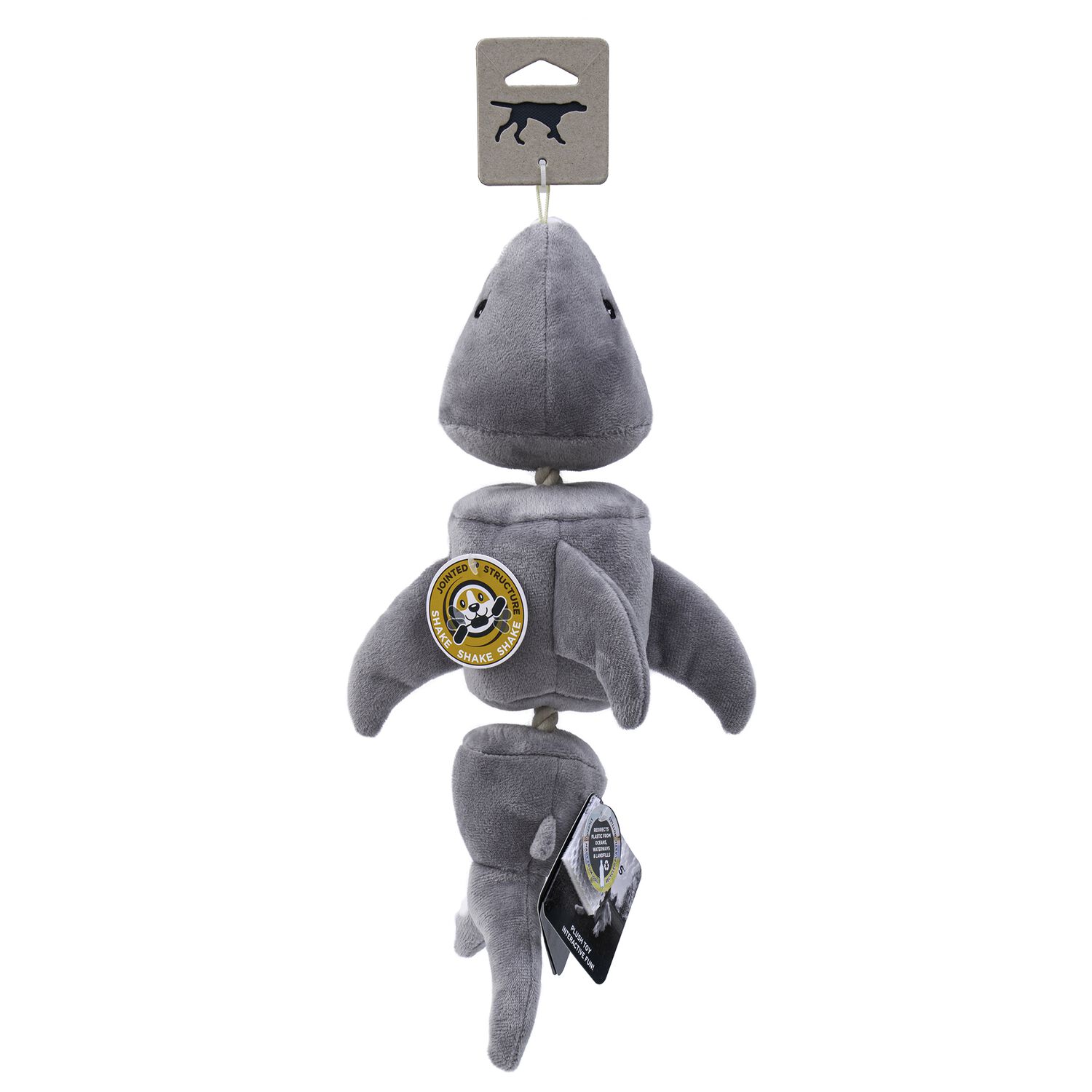Tall Tails Shark Jointed Shake Play Squeaky Dog Toy, 14-Inch