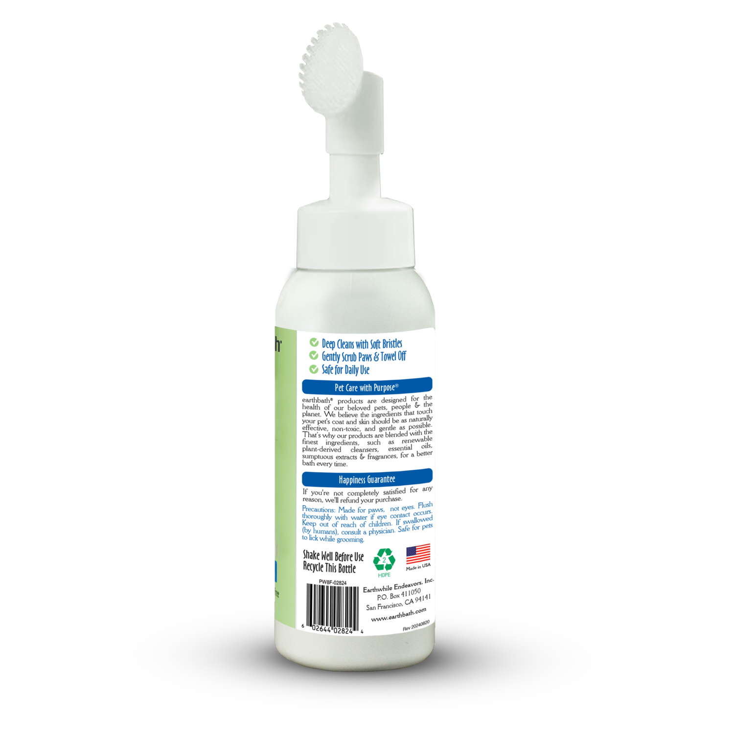 Earthbath Cat & Dog Paw Wash, Avocado & Calendula With Shea Butter, 8-Oz Bottle