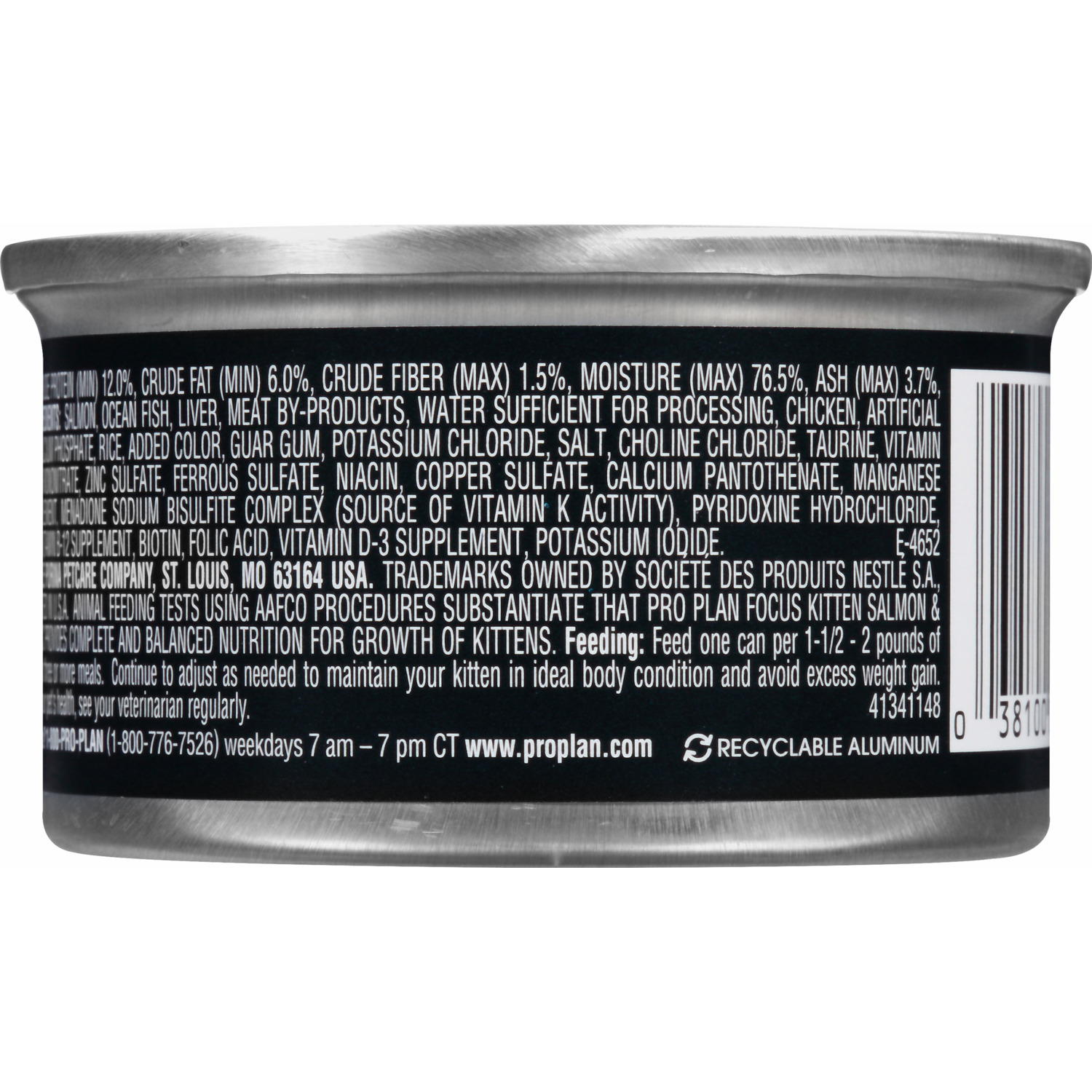 Purina Pro Plan Wet Kitten Food Pate, Salmon And Ocean Fish Entree, 3-Oz Can Pack Of 24
