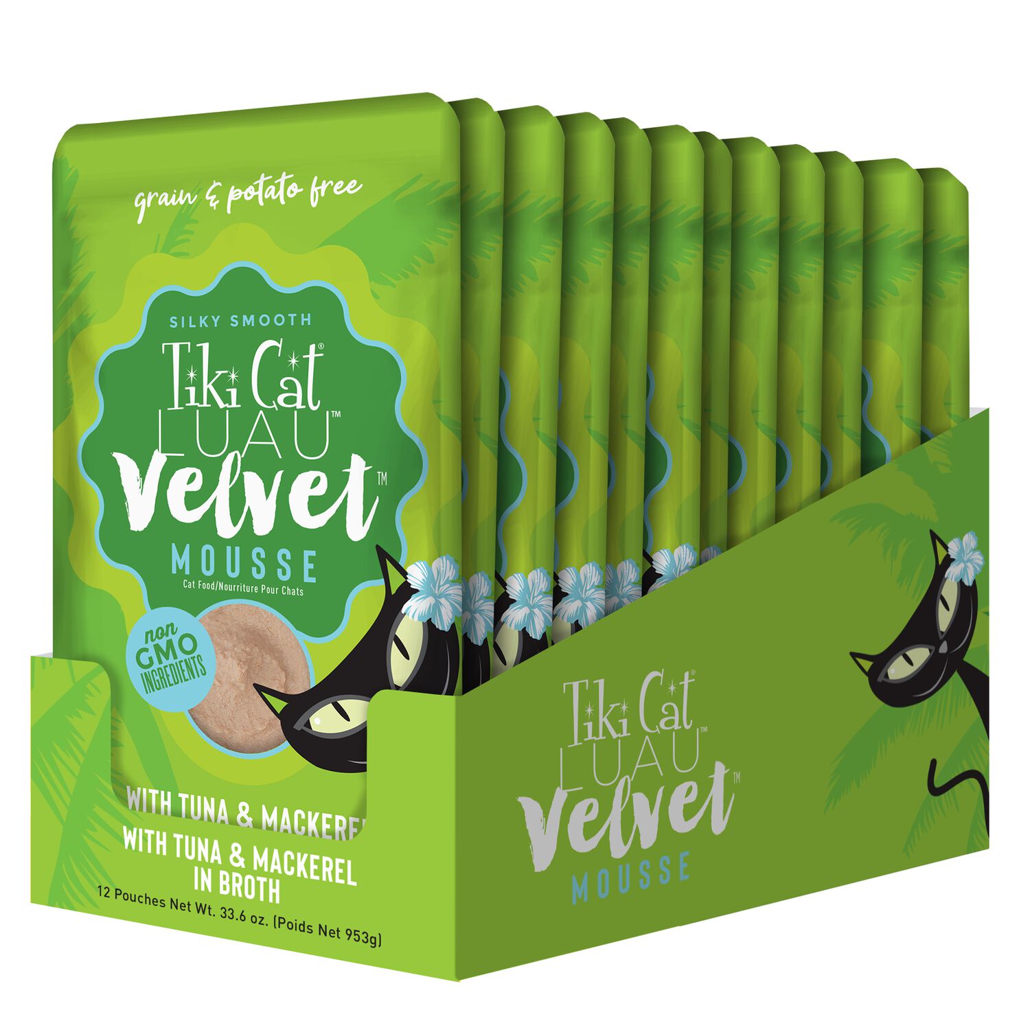 Tiki Cat Luau Velvet Mousse Wet Cat Food, Tuna & Mackerel, 2.8-Oz Pouch