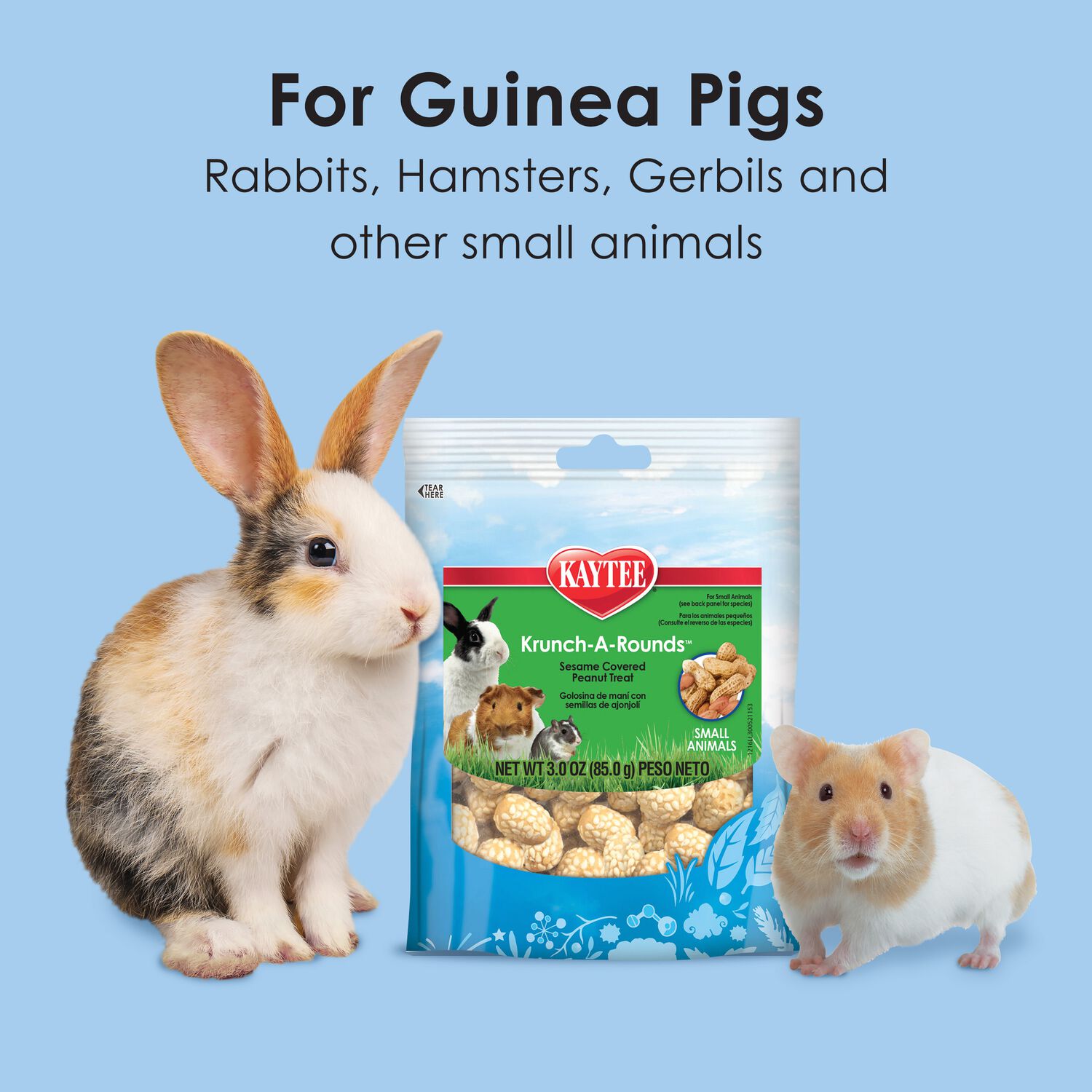 Kaytee Krunch-A-Rounds Sesame Covered Peanut Small Animal Treats, 3-Oz