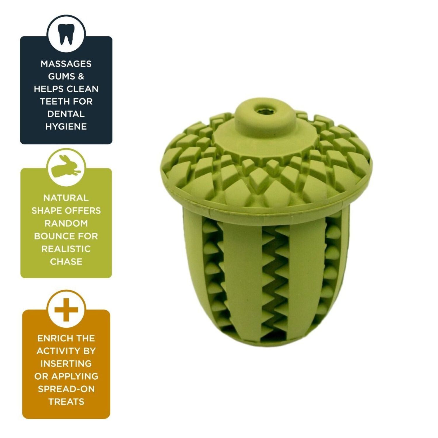 Tall Tails Natural Rubber Acorn Interactive Treat Dispensing Dog Toy, 3"