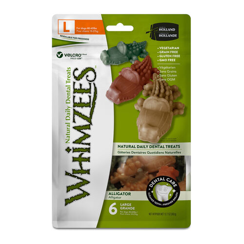 Whimzees Grain Free Alligator Dental Treats, For Large Dogs 40 60 Lbs