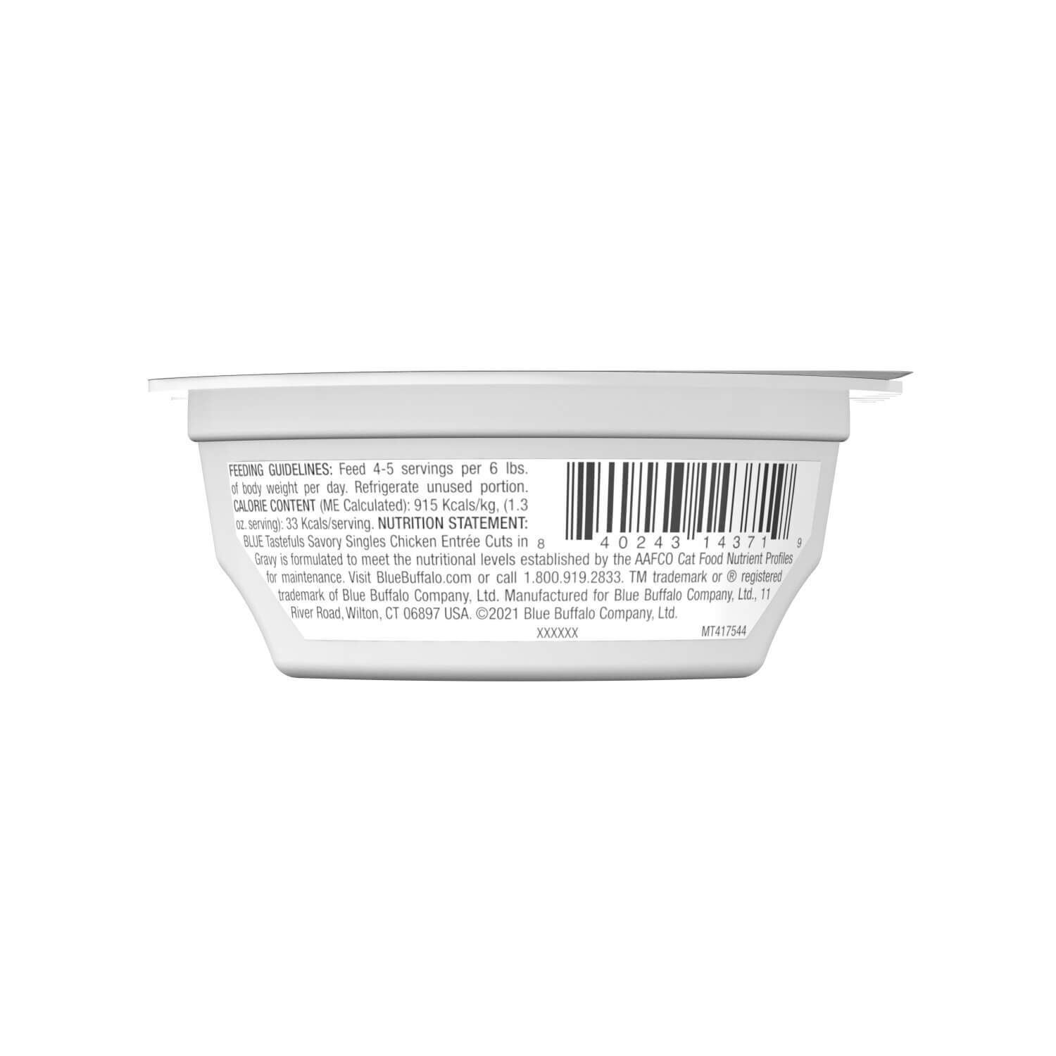 Blue Buffalo Tastefuls Savory Singles Adult Cuts In Gravy Wet Cat Food, Chicken Entr&eacute;e, Perfectly Portioned Cups In A 2.6-Oz Twin-Pack Tray