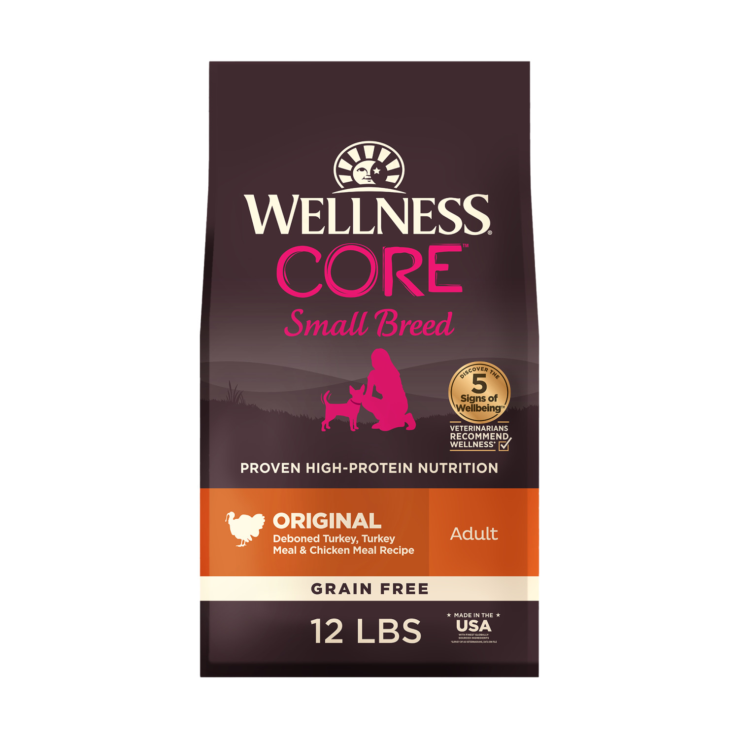 Wellness Core Dry Dog Food, Small Breed, Grain-Free, High Protein, Natural, Original Turkey & Chicken Recipe