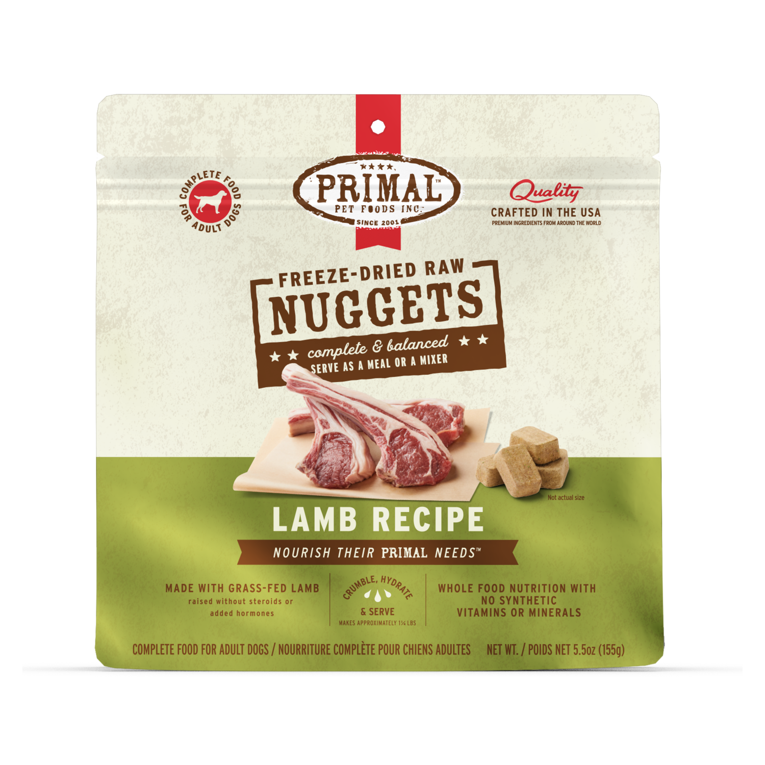 Primal Freeze-Dried Raw Nuggets Lamb Recipe Dog Food, 5.5-Oz
