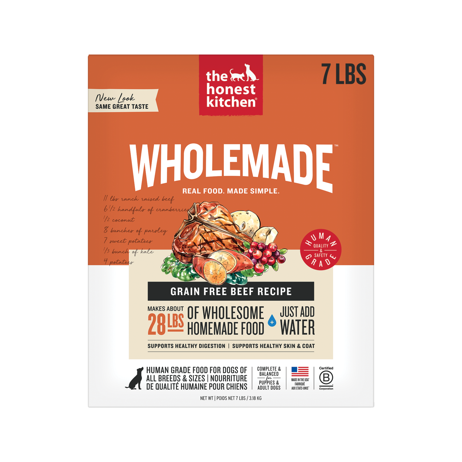 The Honest Kitchen Wholemade Grain Free Beef Recipe Dehydrated Dog Food, 7-Lb