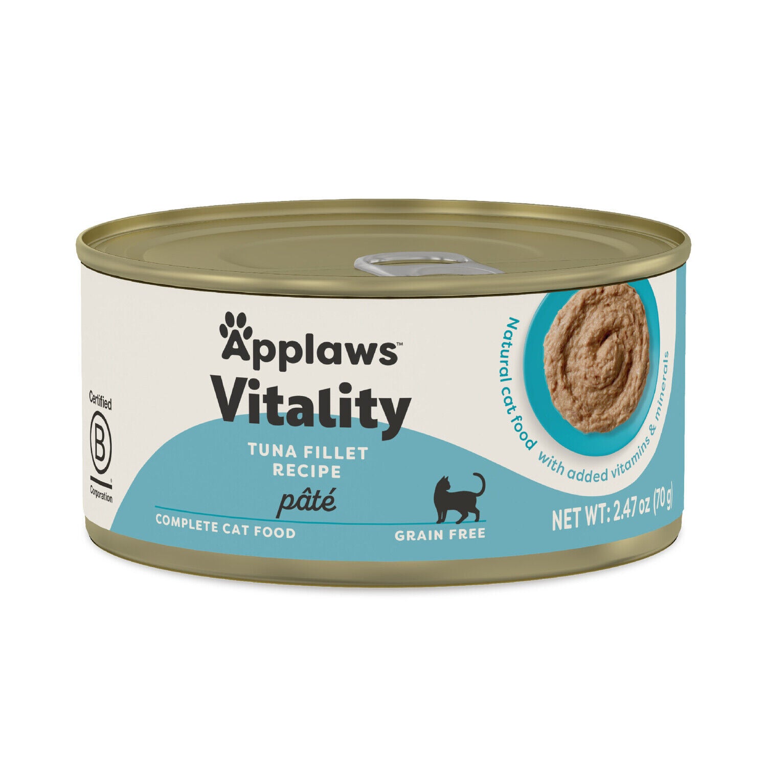 Applaws&trade; Vitality Natural Wet Cat Food With Added Vitamins & Minerals, Tuna Fillet P&acirc;t&eacute; Recipe In Broth, 2.47 Oz