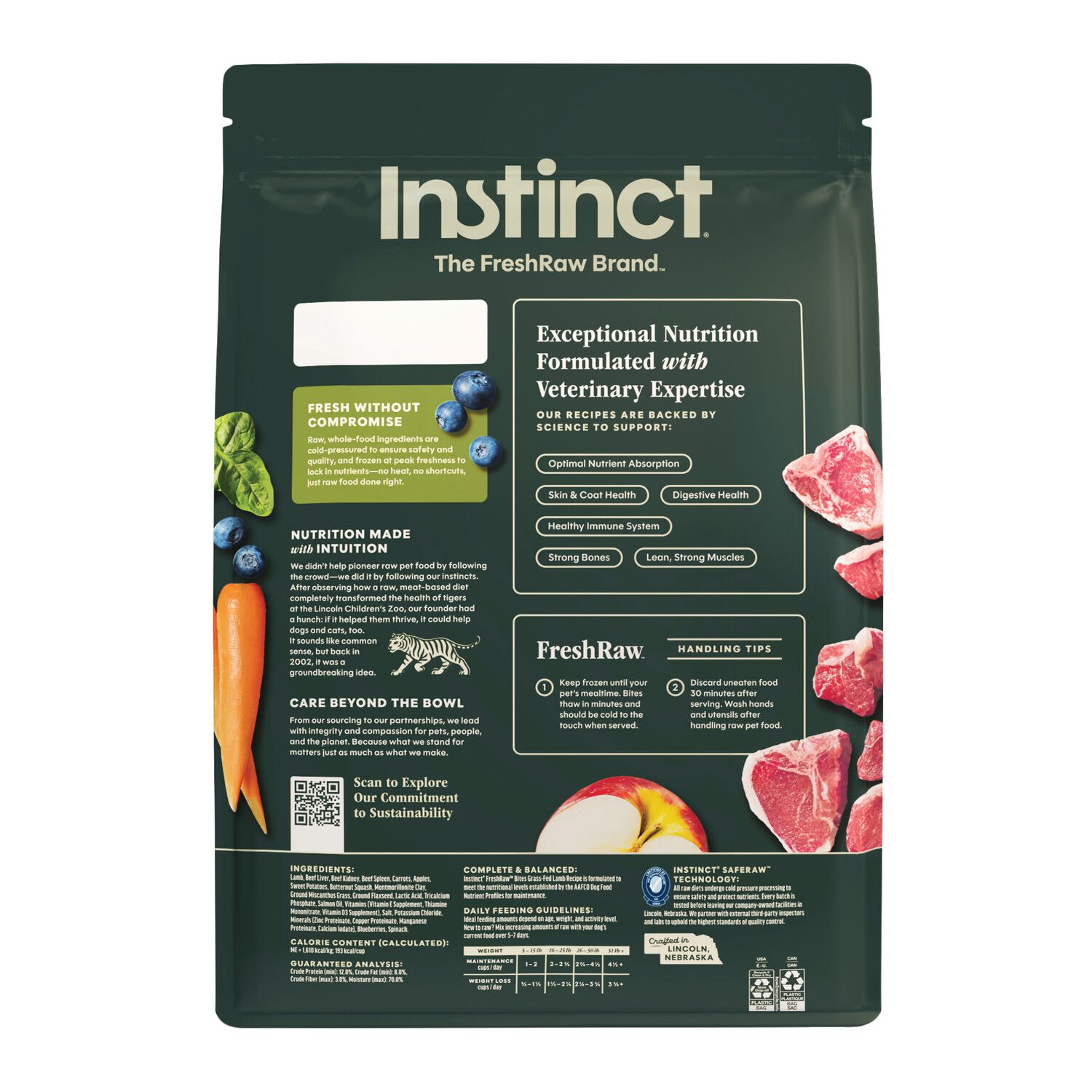 Instinct Raw Grass-Fed Lamb Bites Frozen Dog Food, 5.4-Lb