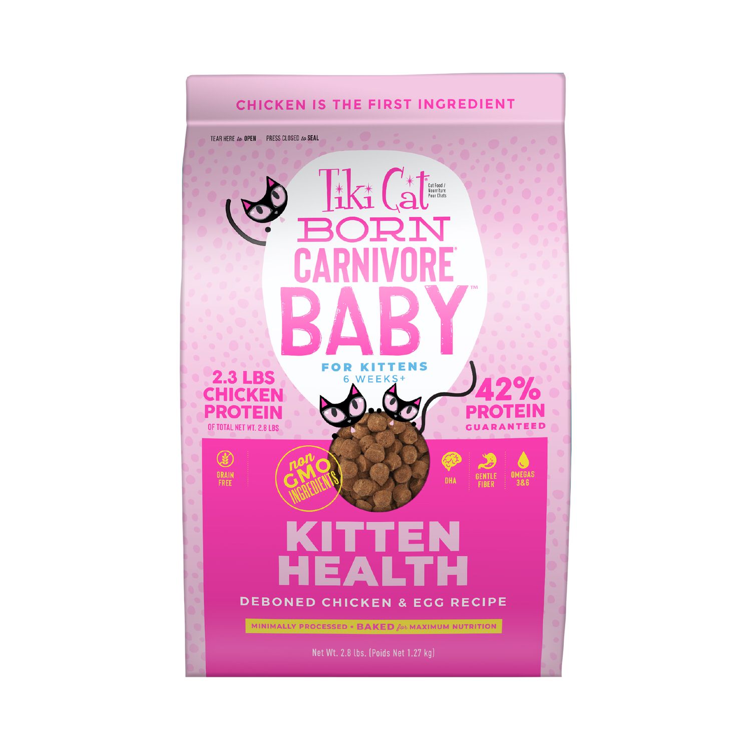 Tiki Cat Born Carnivore Baby Kitten Health Dry Cat Food, Chicken & Egg