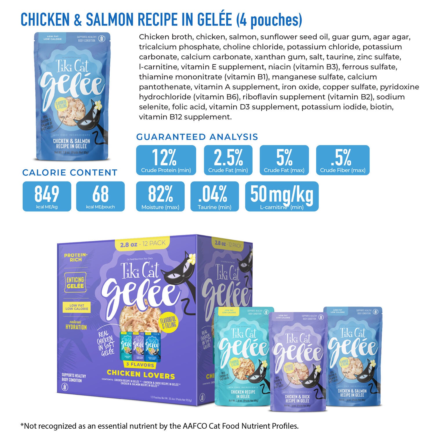 Tiki Cat Gelee Wet Cat Food, Variety Pack, 2.8-Oz. Pouch 12-Count