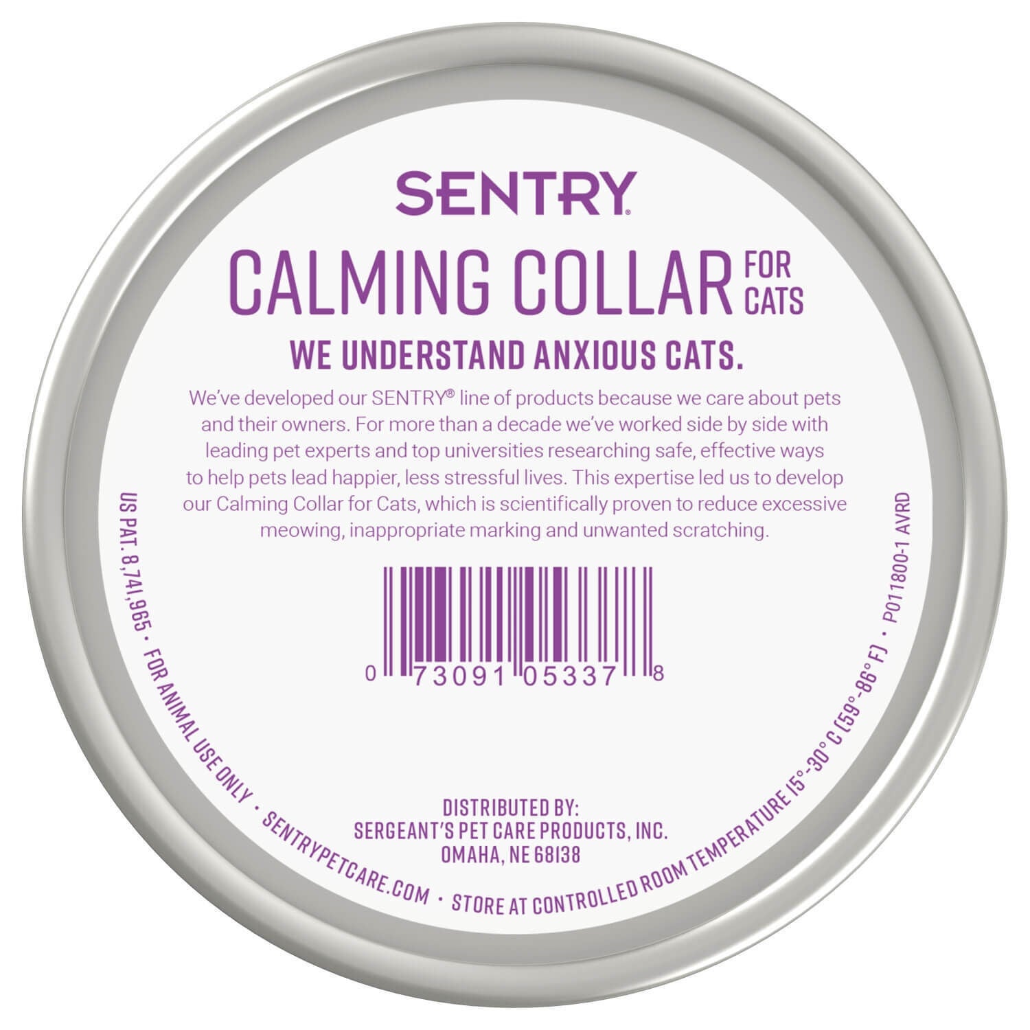 Sentry Calming Cat Collar, One Size, 1 Each