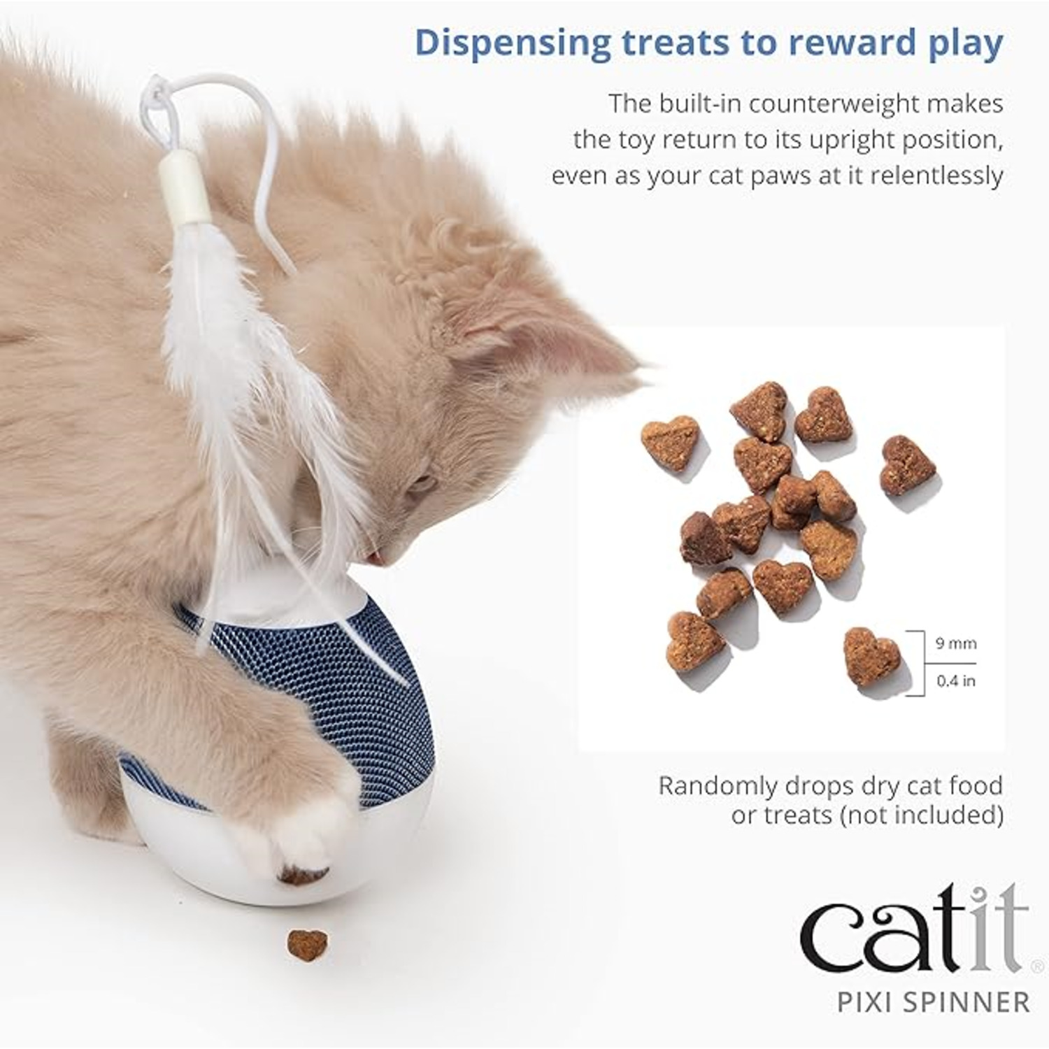 Catit Pixi Spinner Electronic Treat Dispensing Cat Toy, White/Grey