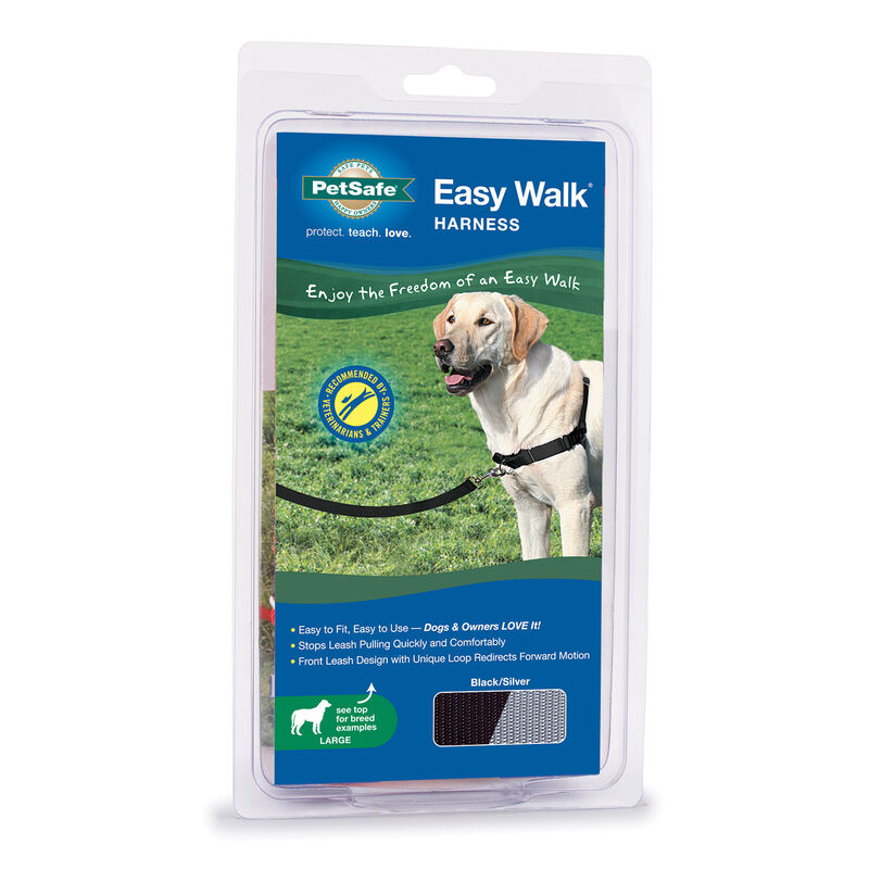 Easy Walk Nylon Adjustable Dog Harness - Black & Silver image number 2