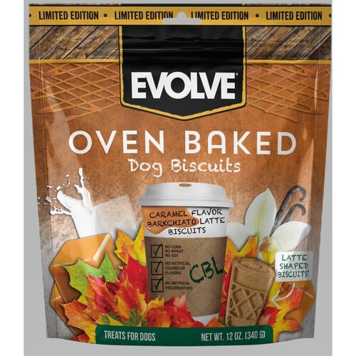Evolve Oven Baked Caramel Barkchiato Latte Flavor Dog Biscuit Treats
