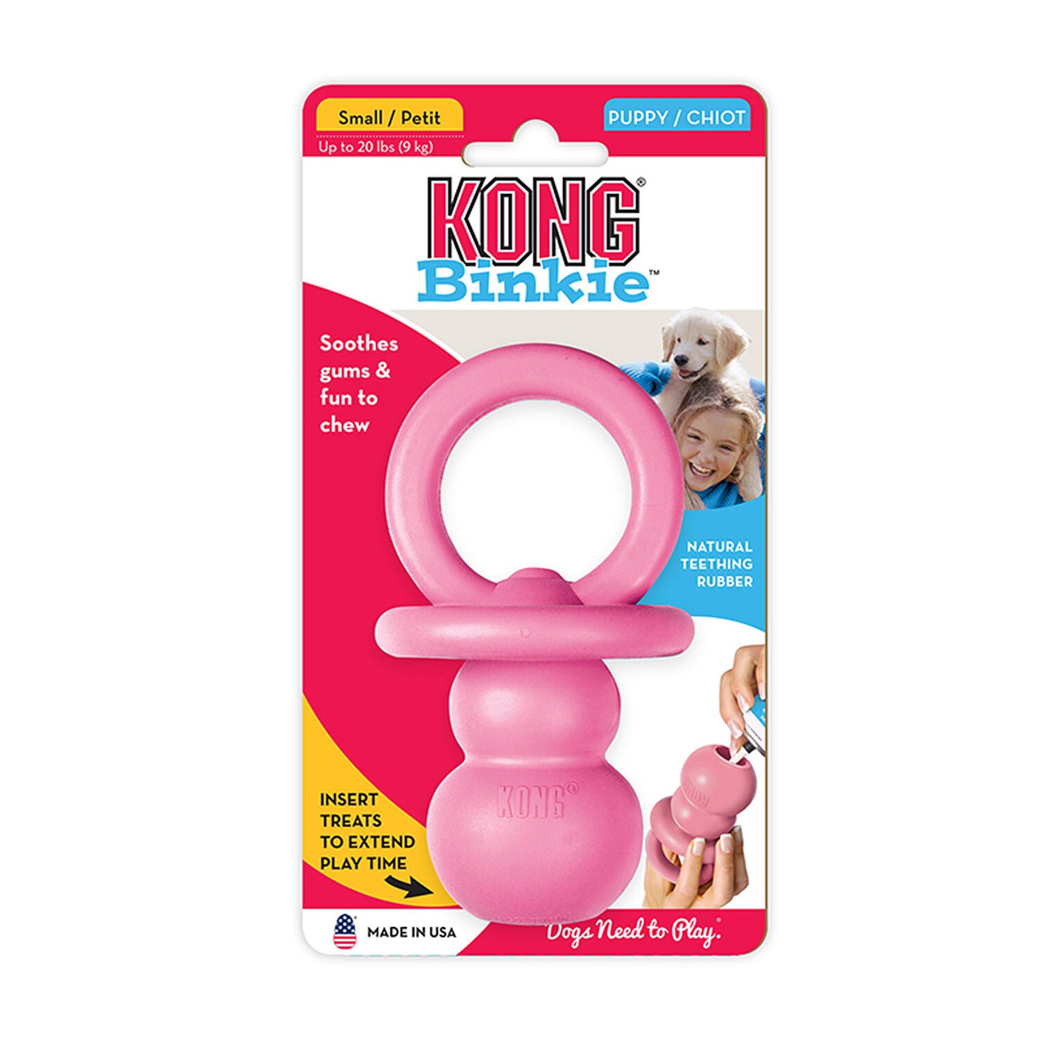 Kong Puppy Binkie Soft Rubber Dog Chew Toy, Medium, Assorted Colors