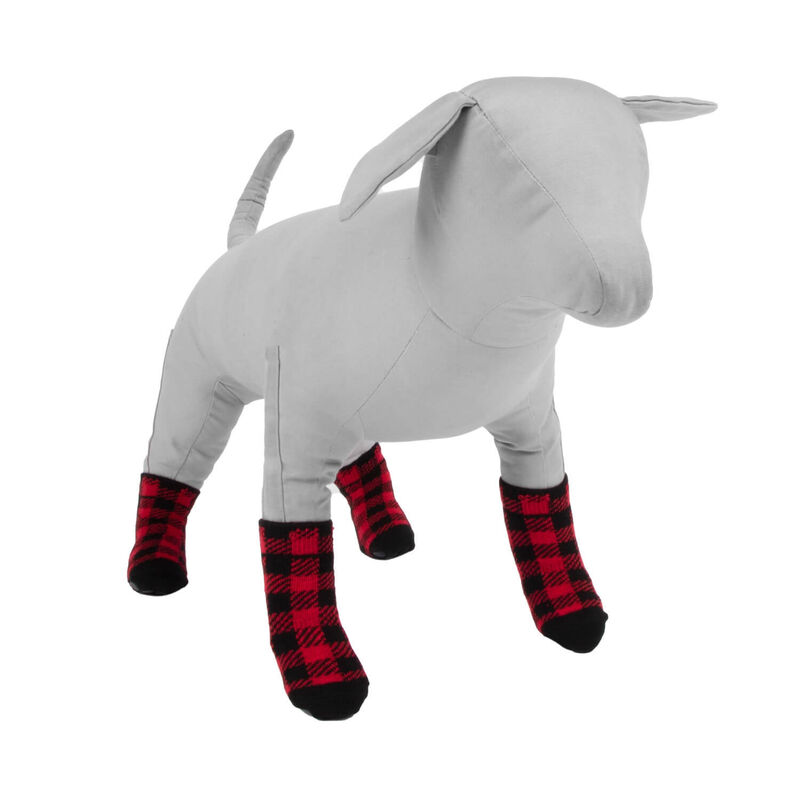 Red Poly Buffalo Plaid Socks image number 1