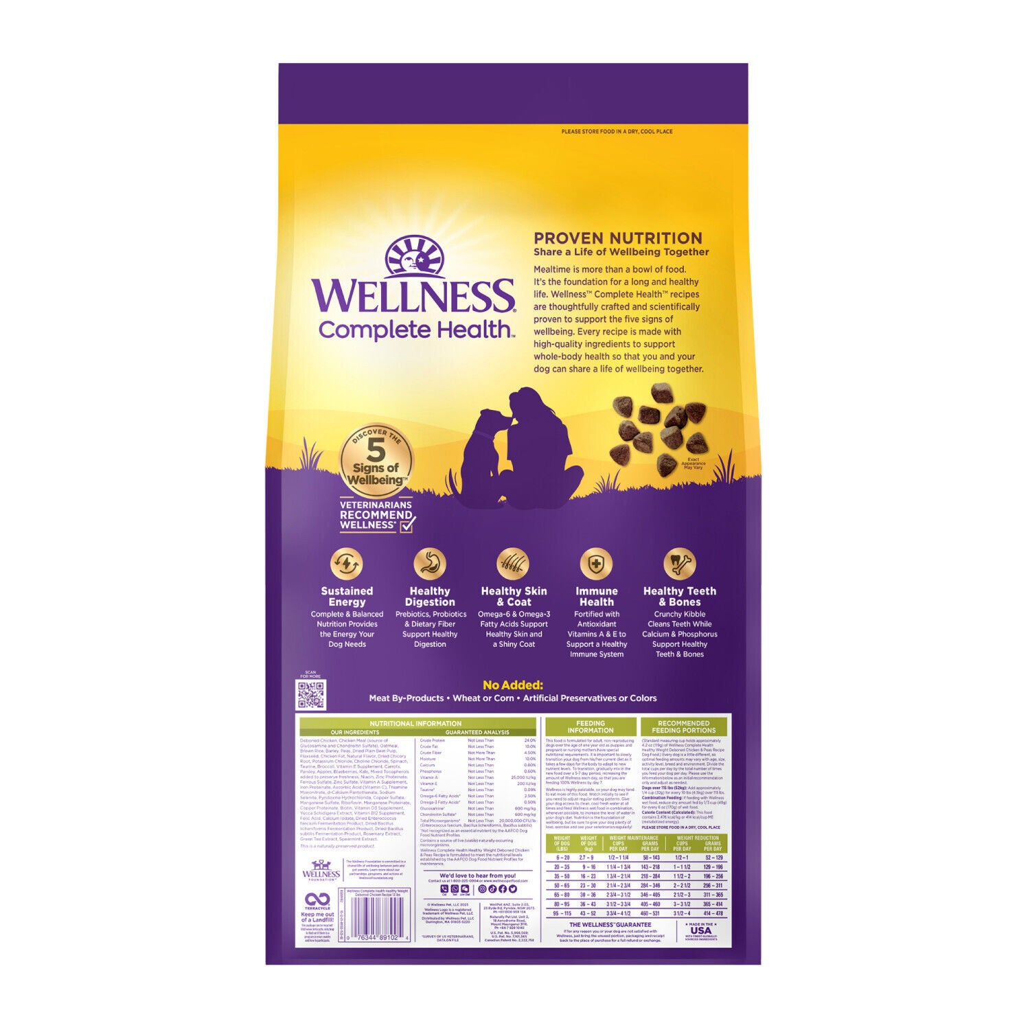 Wellness Complete Health Dry Dog Food, Wholesome Grains, Natural, Healthy Weight Chicken & Peas Recipe, 13-Pound Bag