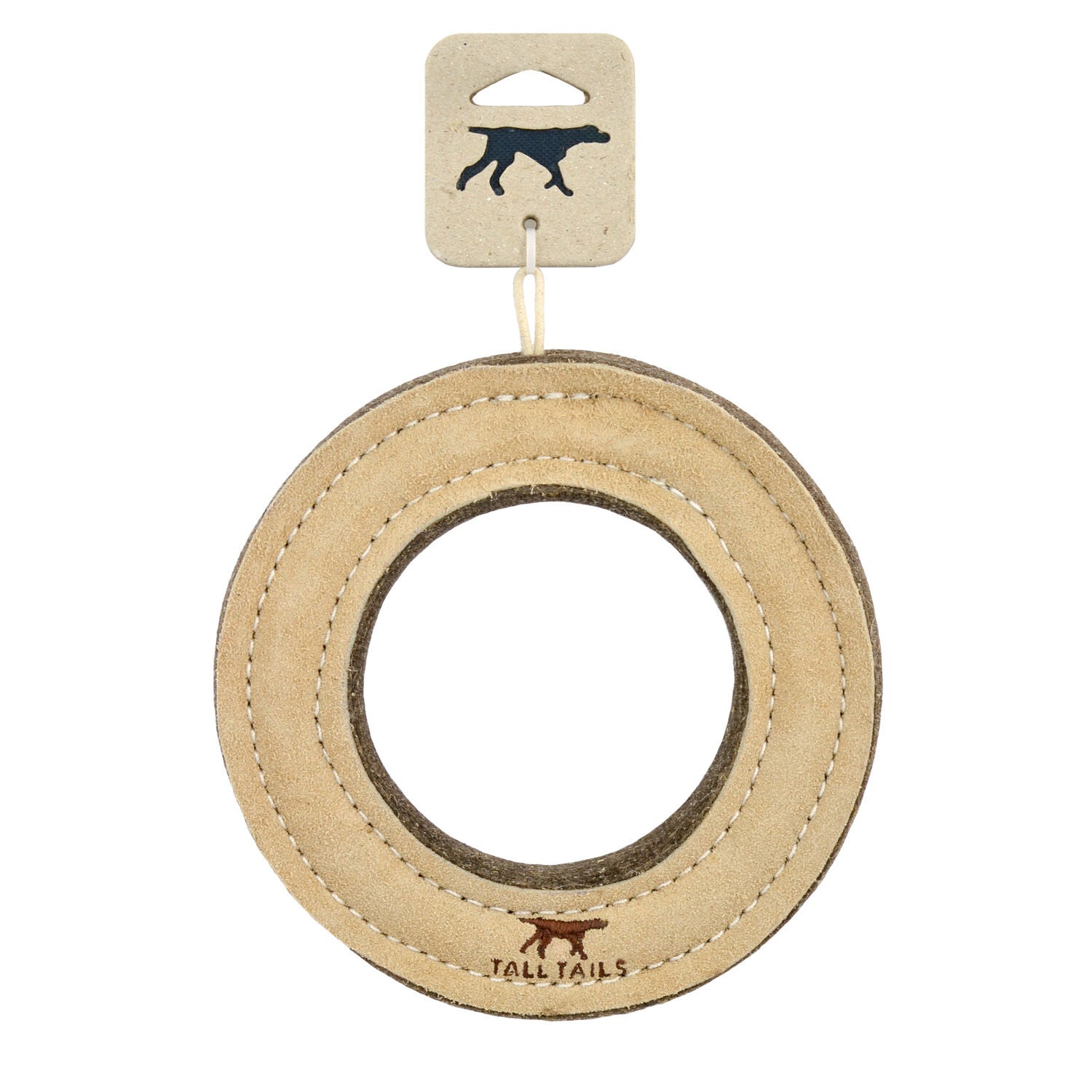Tall Tails Natural Leather & Wool Ring Durable Dog Toy, 7"