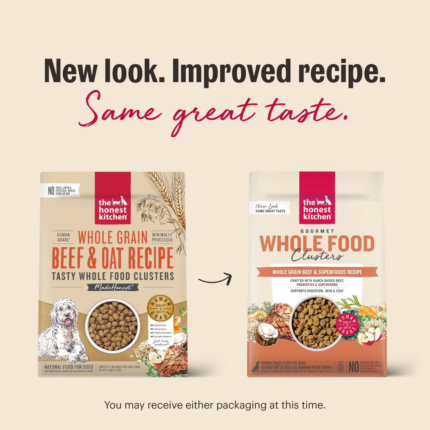 The Honest Kitchen Gourmet Whole Food Clusters Whole Grain Beef & Superfoods Recipe Dry Dog Food, 5-Lb