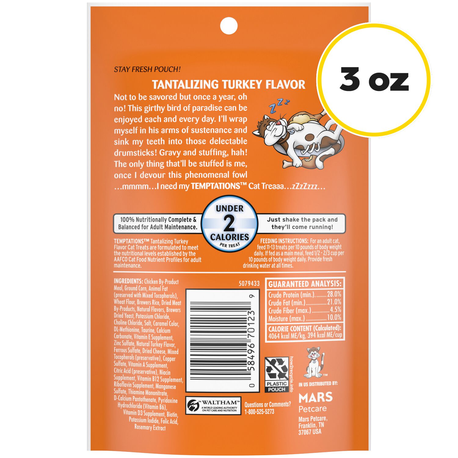 Temptations Classic Crunchy & Soft Tantalizing Turkey Flavor Cat Treats, 3-Oz