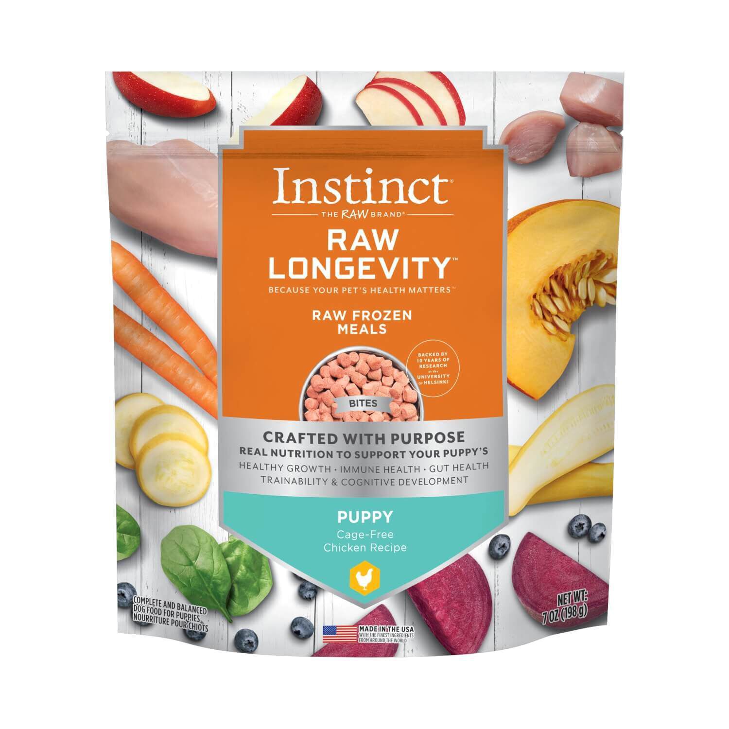 Instinct Raw Longevity Raw Frozen Meals Cage Free Chicken Recipe