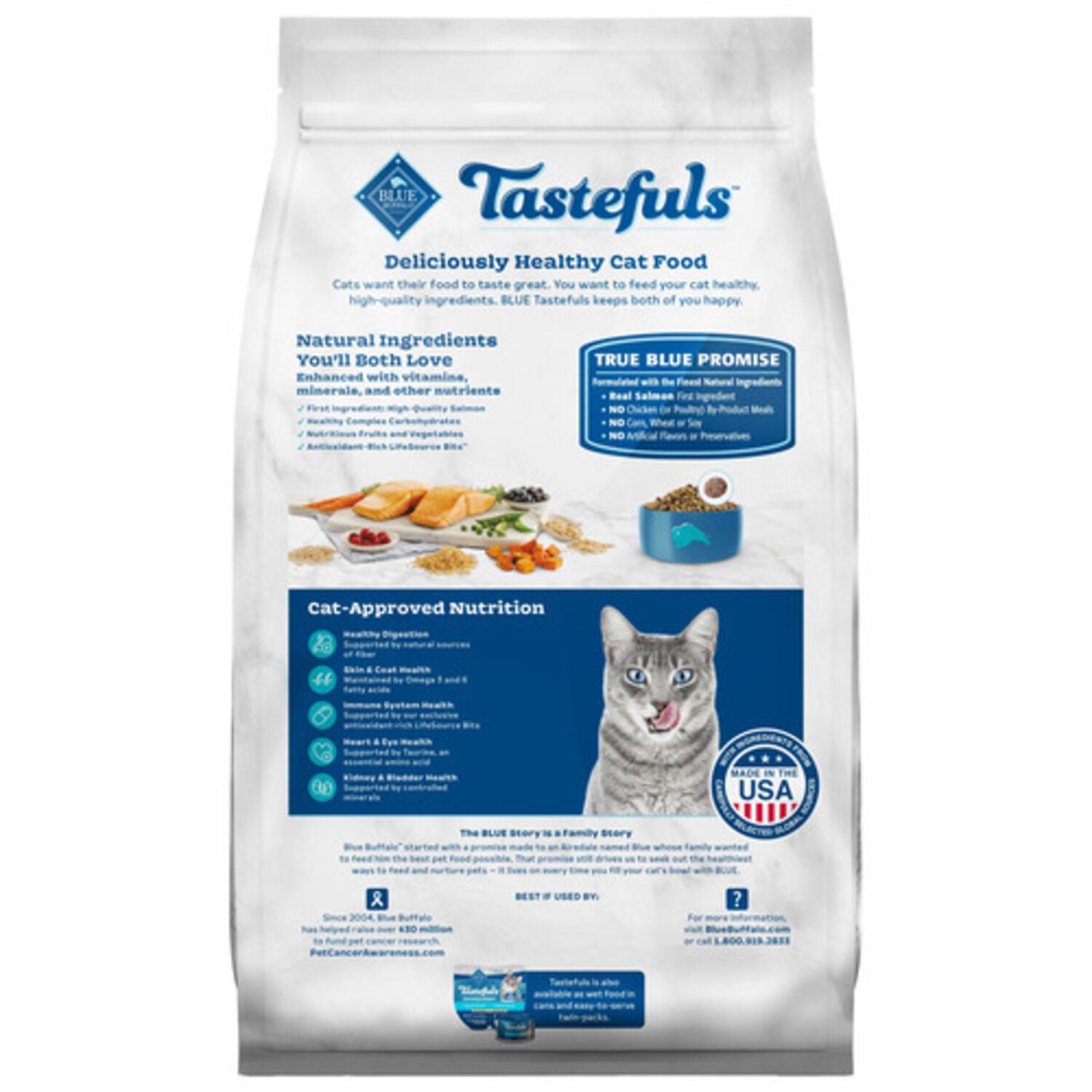 Blue Buffalo Tastefuls Adult Indoor Cat Dry Cat Food, Salmon & Brown Rice, 7-Lb Bag