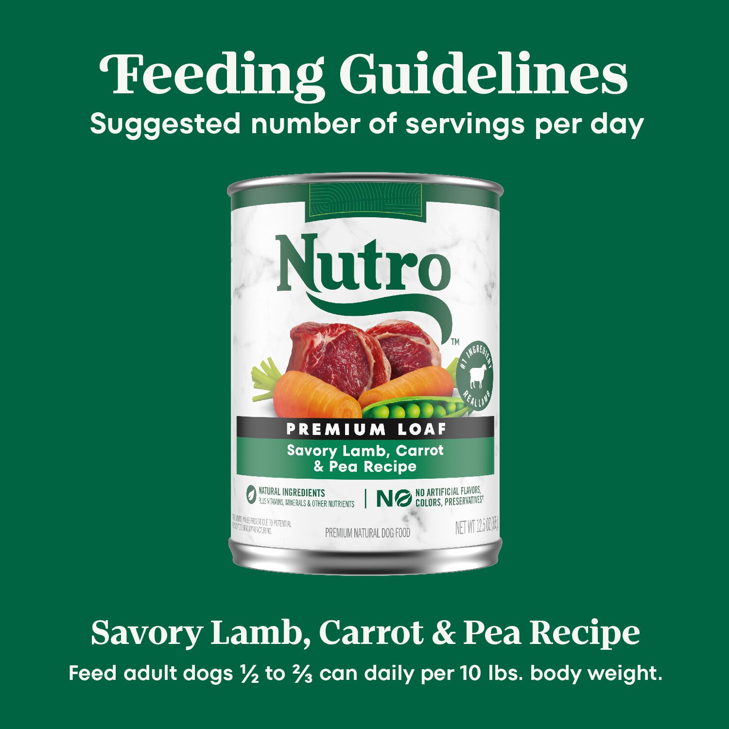Nutro Premium Loaf Savory Lamb, Carrot & Pea Recipe Wet Dog Food, 12.5-Oz