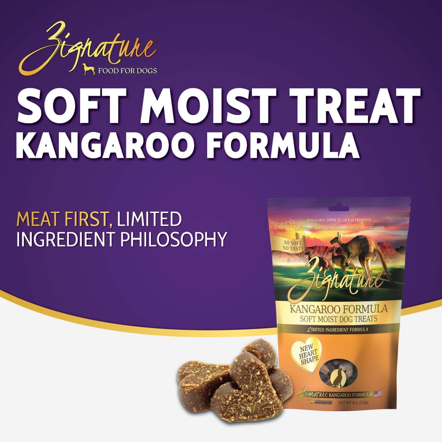 Zignature Limited Ingredient Kangaroo Formula Soft Moist Dog Treats