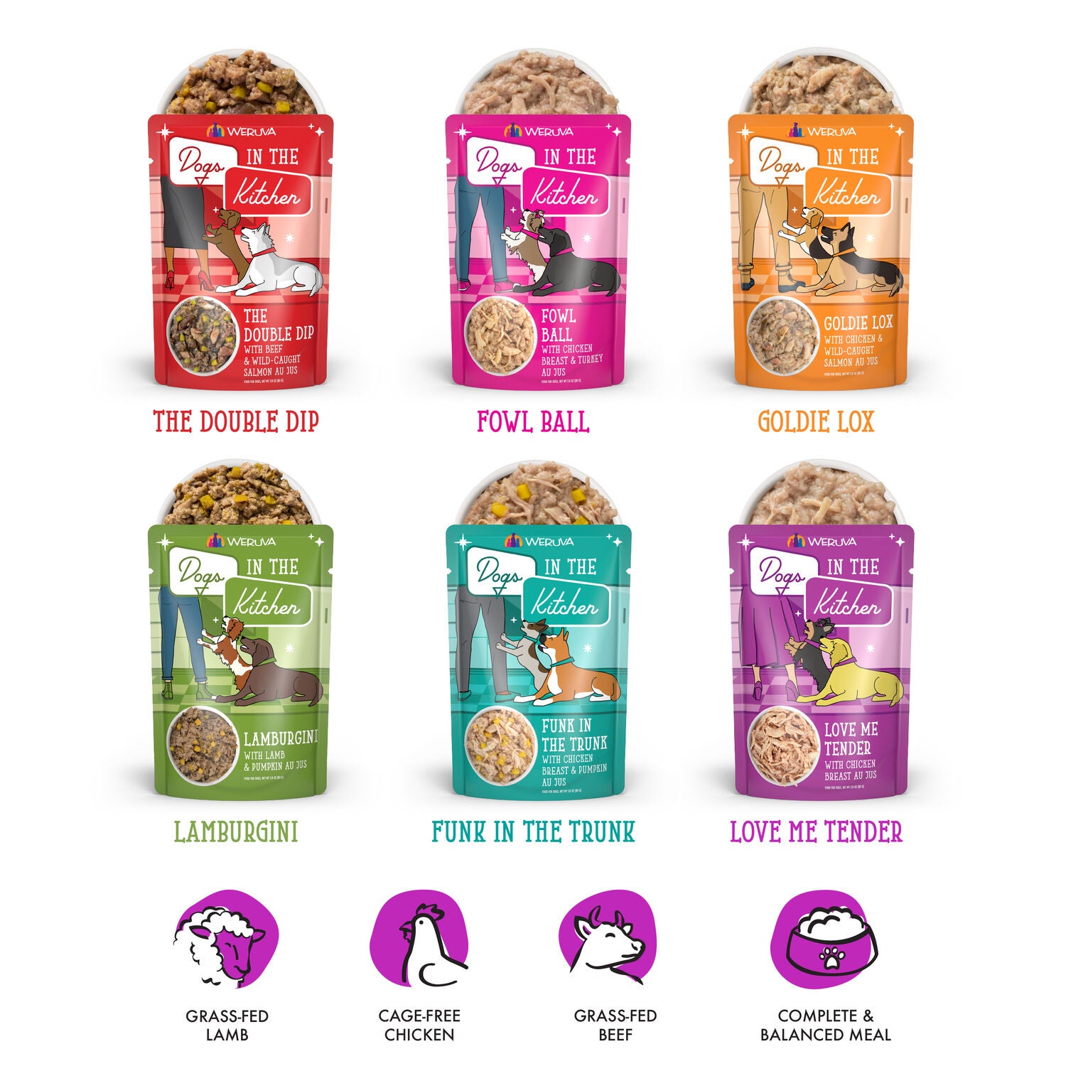 Weruva Dogs In The Kitchen Pooch Pouch Party Variety Pack Wet Dog Food, 2.8-Oz  Pack Of 12