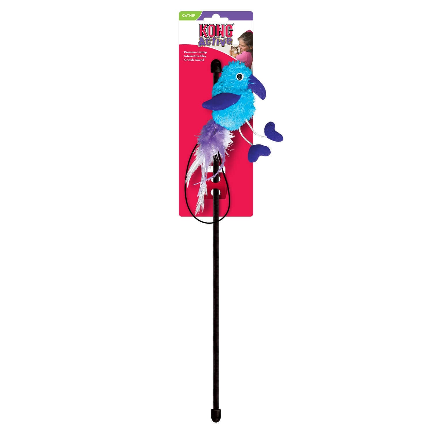 Kong Teaser Feather Cat Teaser & Wand Cat Toy - Assorted
