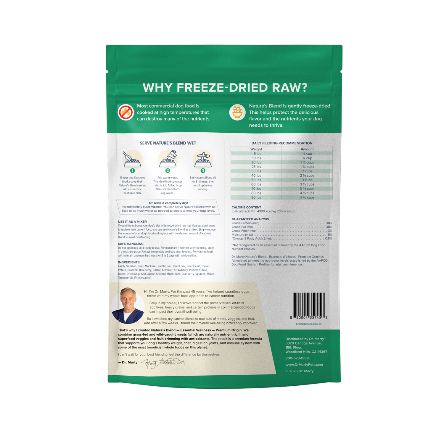 Dr. Marty Nature's Blend Premium Origin Freeze-Dried Raw Dog Food, 16-Oz Bag